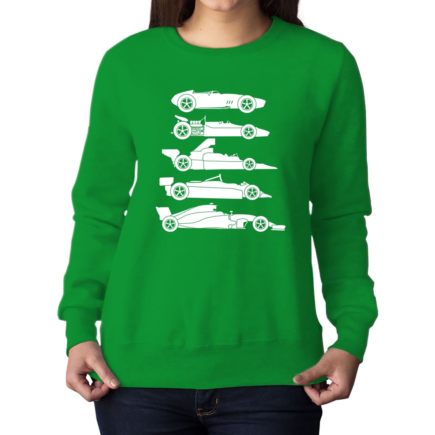 Evolution Of The F1 Car Womens Sweatshirt