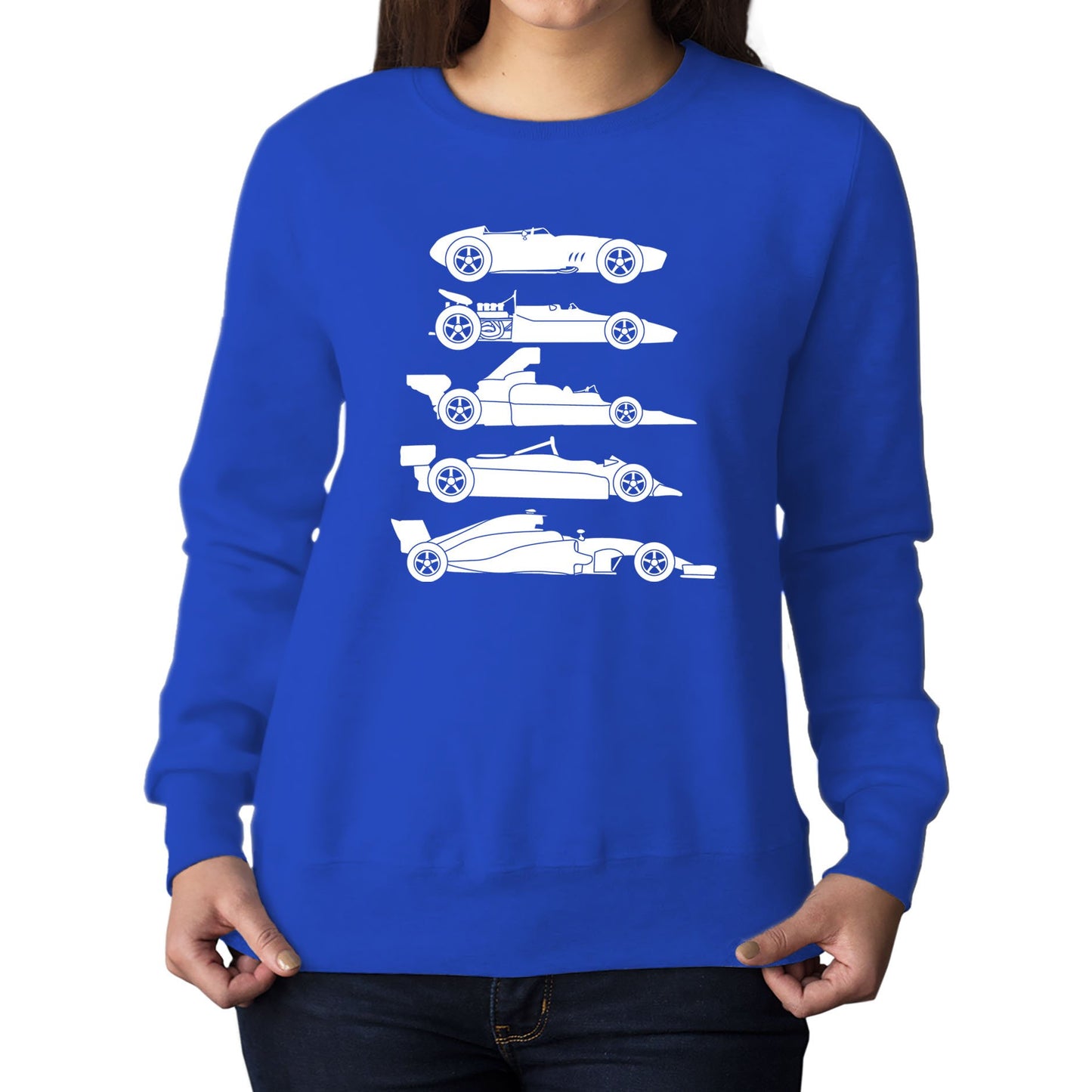 Evolution Of The F1 Car Womens Sweatshirt