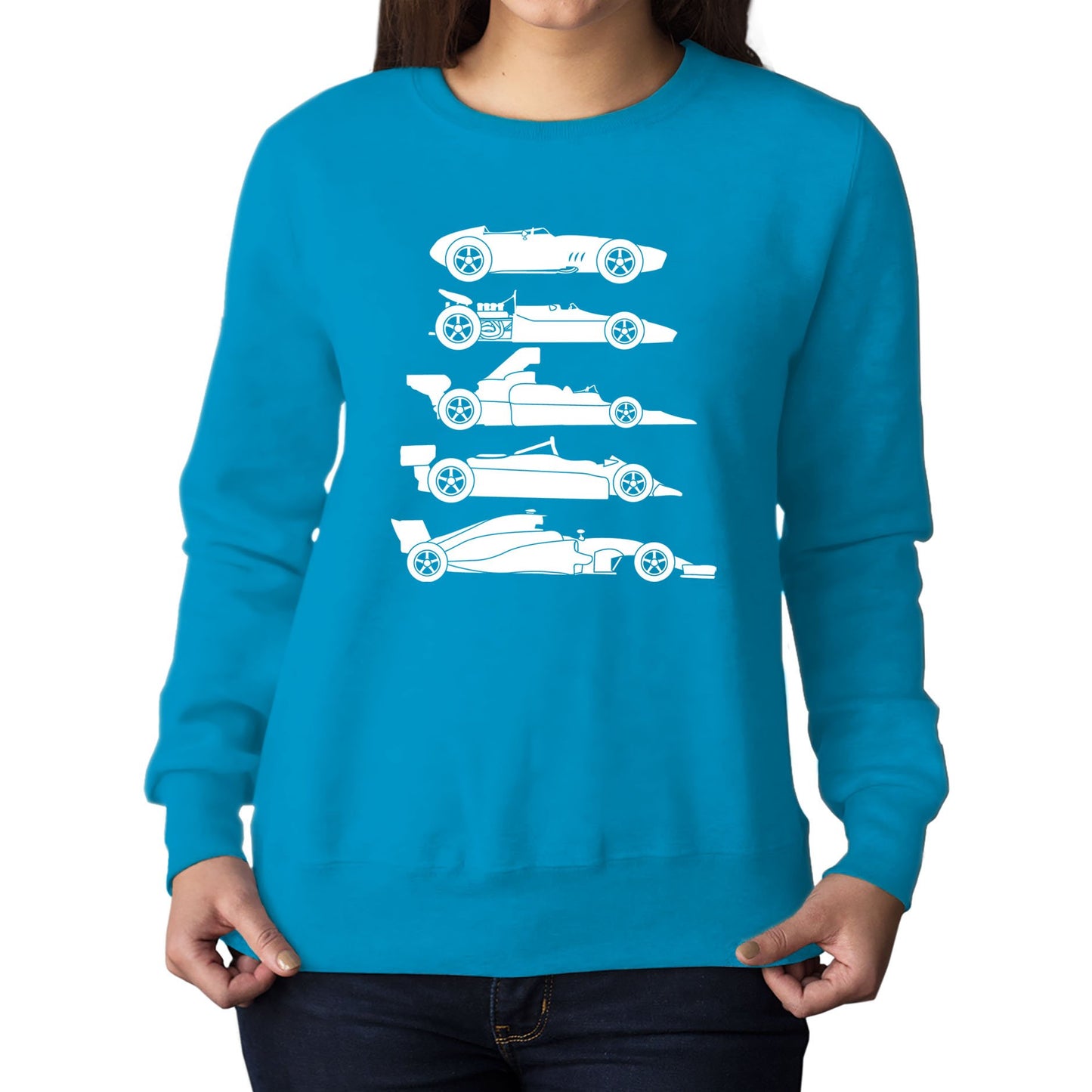 Evolution Of The F1 Car Womens Sweatshirt