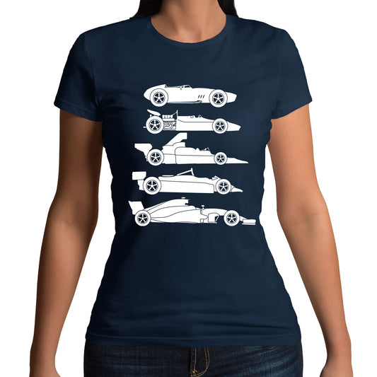 Evolution Of The F1 Car Womens T-shirt