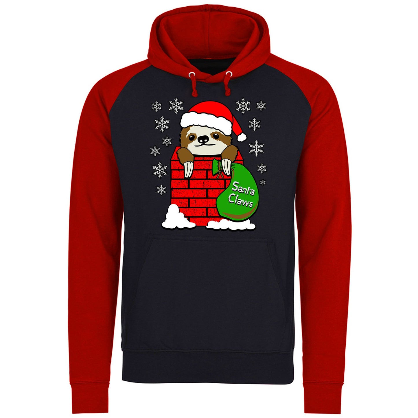 Santa Claws Sloth Christmas Baseball Hoodie