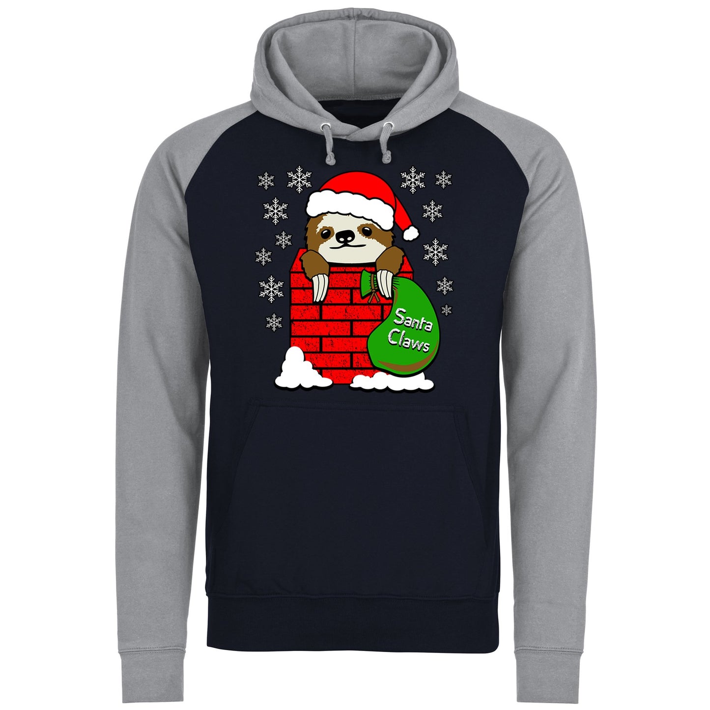 Santa Claws Sloth Christmas Baseball Hoodie