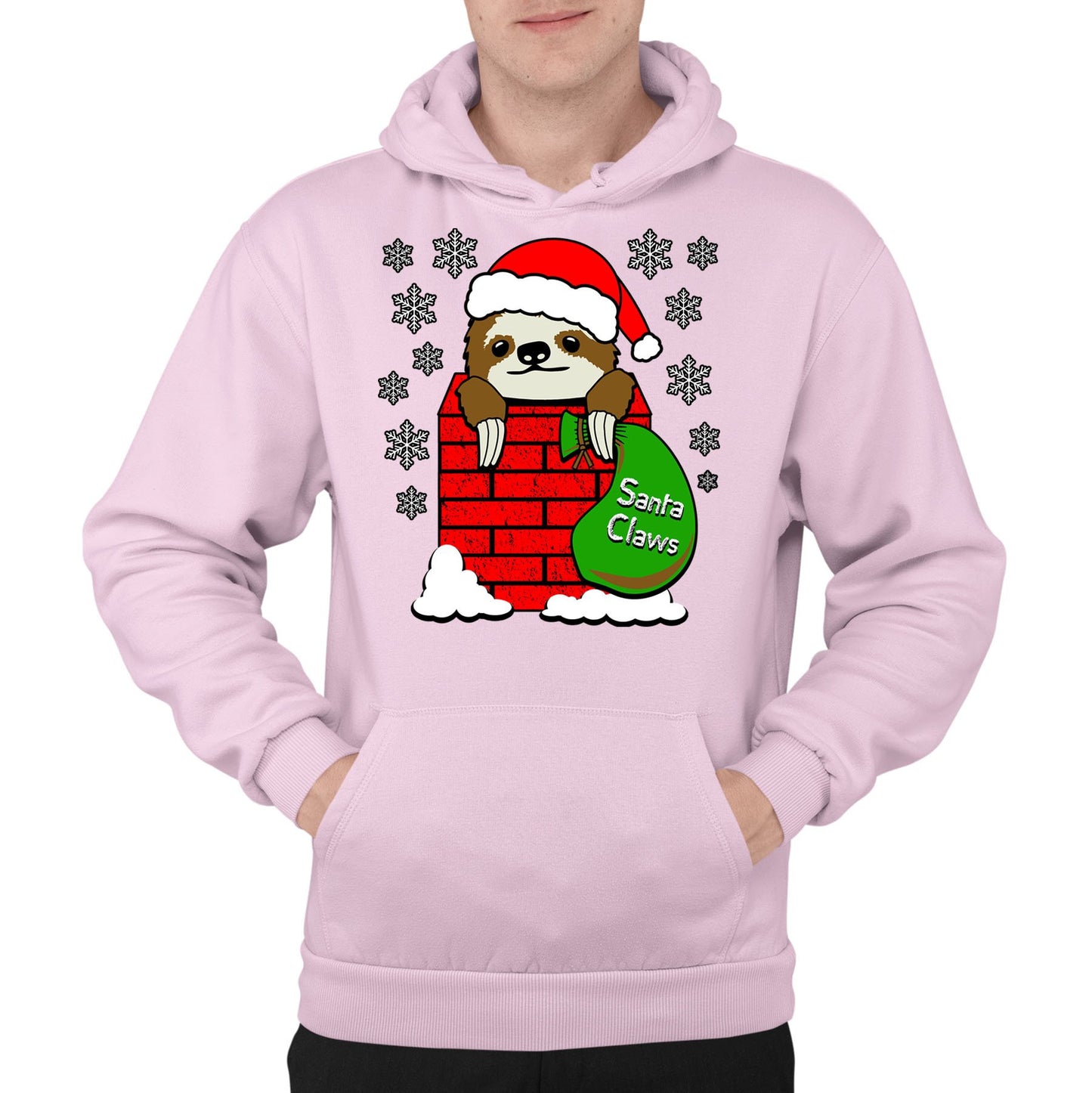 Santa Claws Sloth Christmas Mens Pullover Hoodie