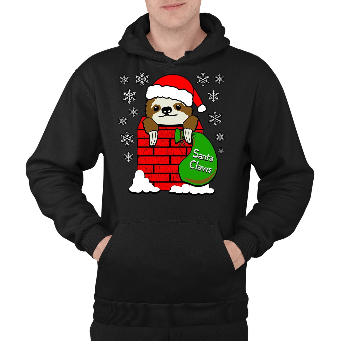 Santa Claws Sloth Christmas Mens Pullover Hoodie