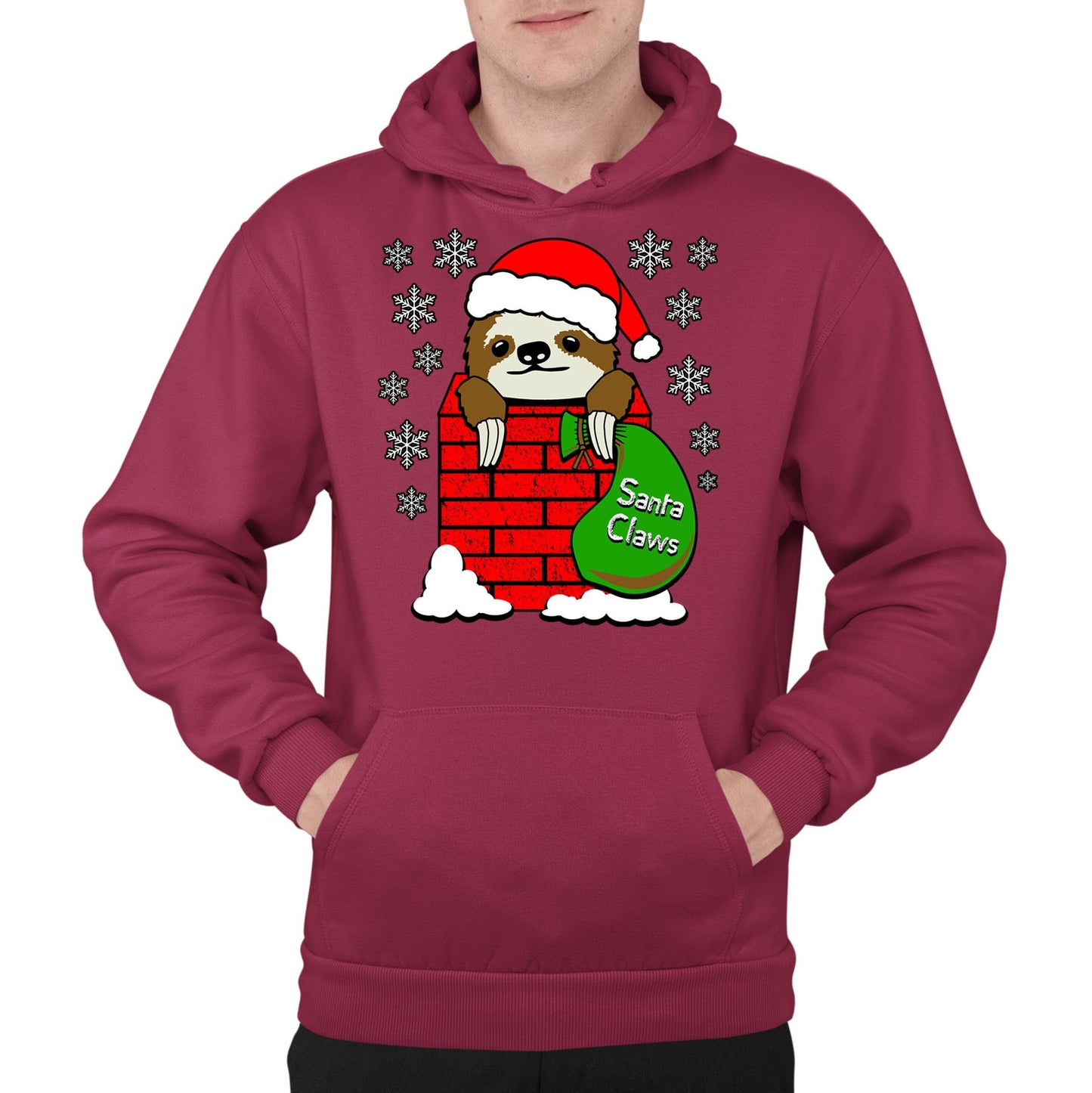 Santa Claws Sloth Christmas Mens Pullover Hoodie