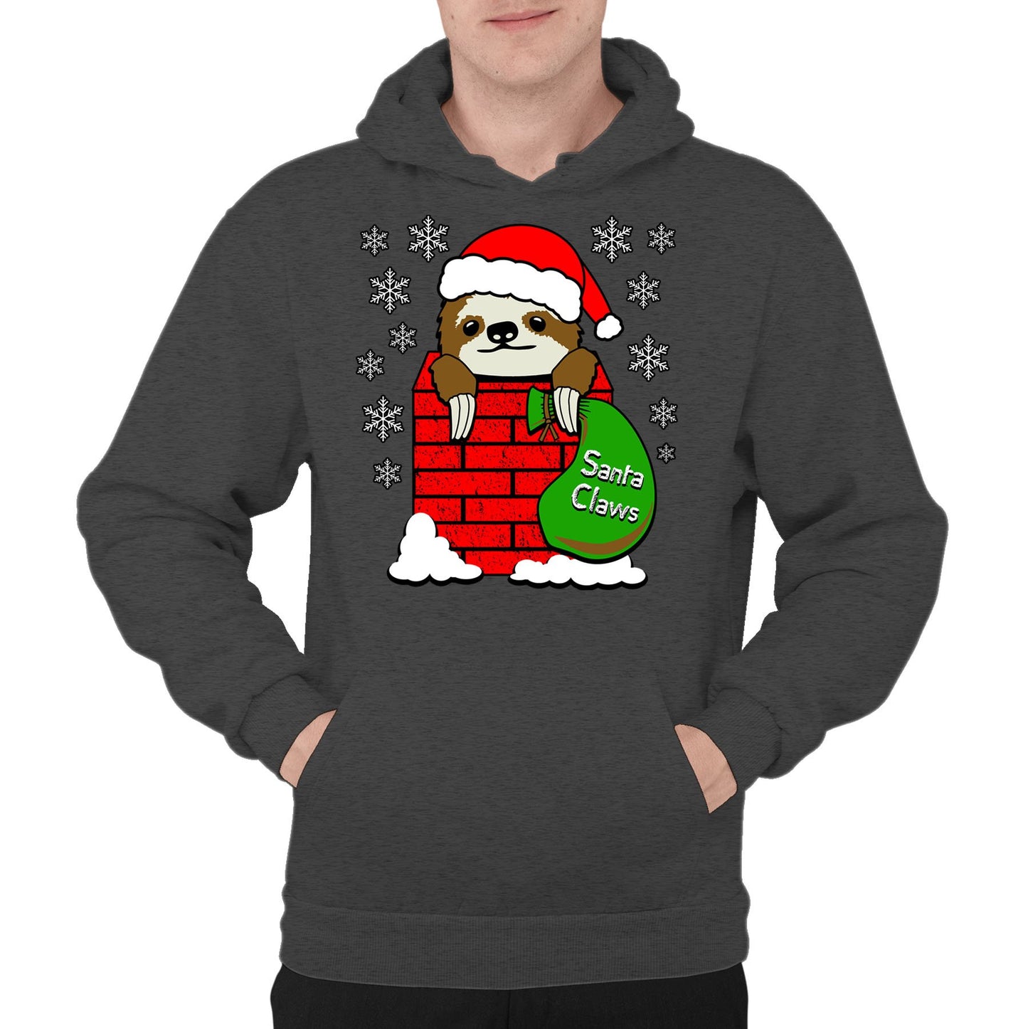 Santa Claws Sloth Christmas Mens Pullover Hoodie