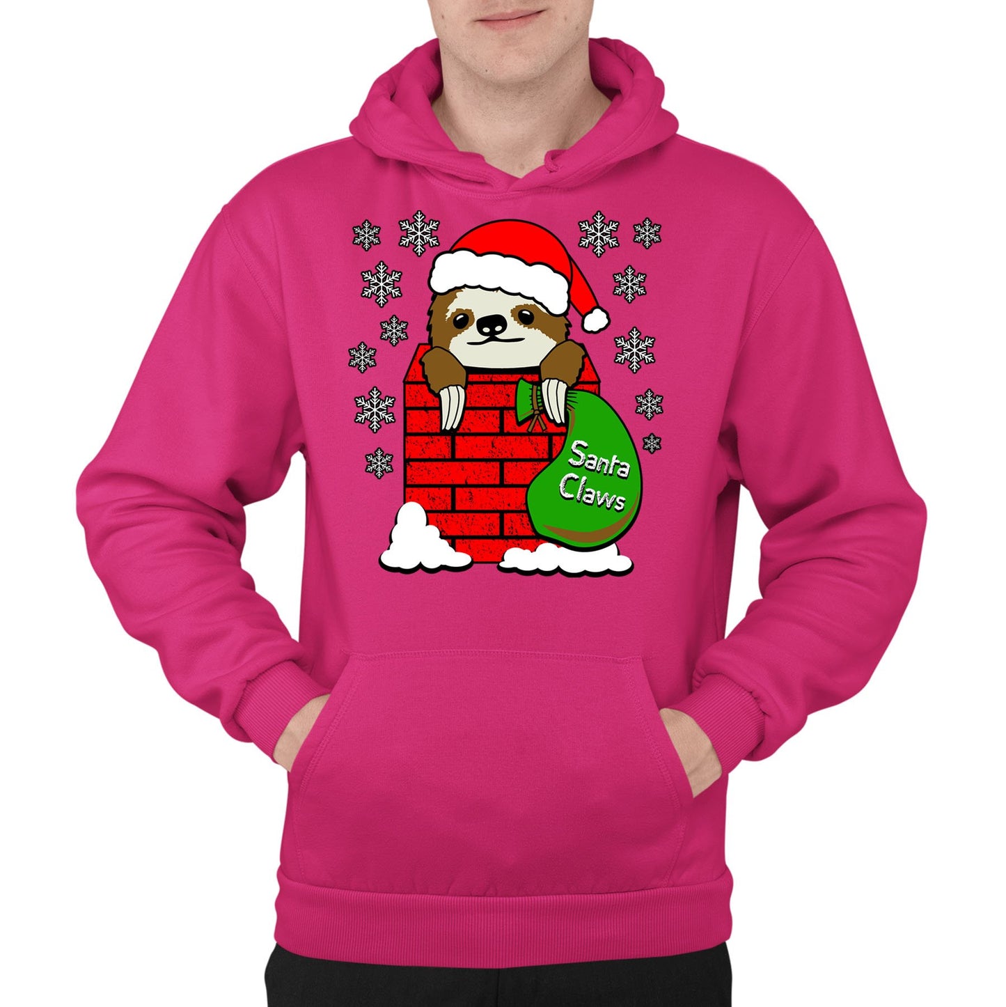 Santa Claws Sloth Christmas Mens Pullover Hoodie