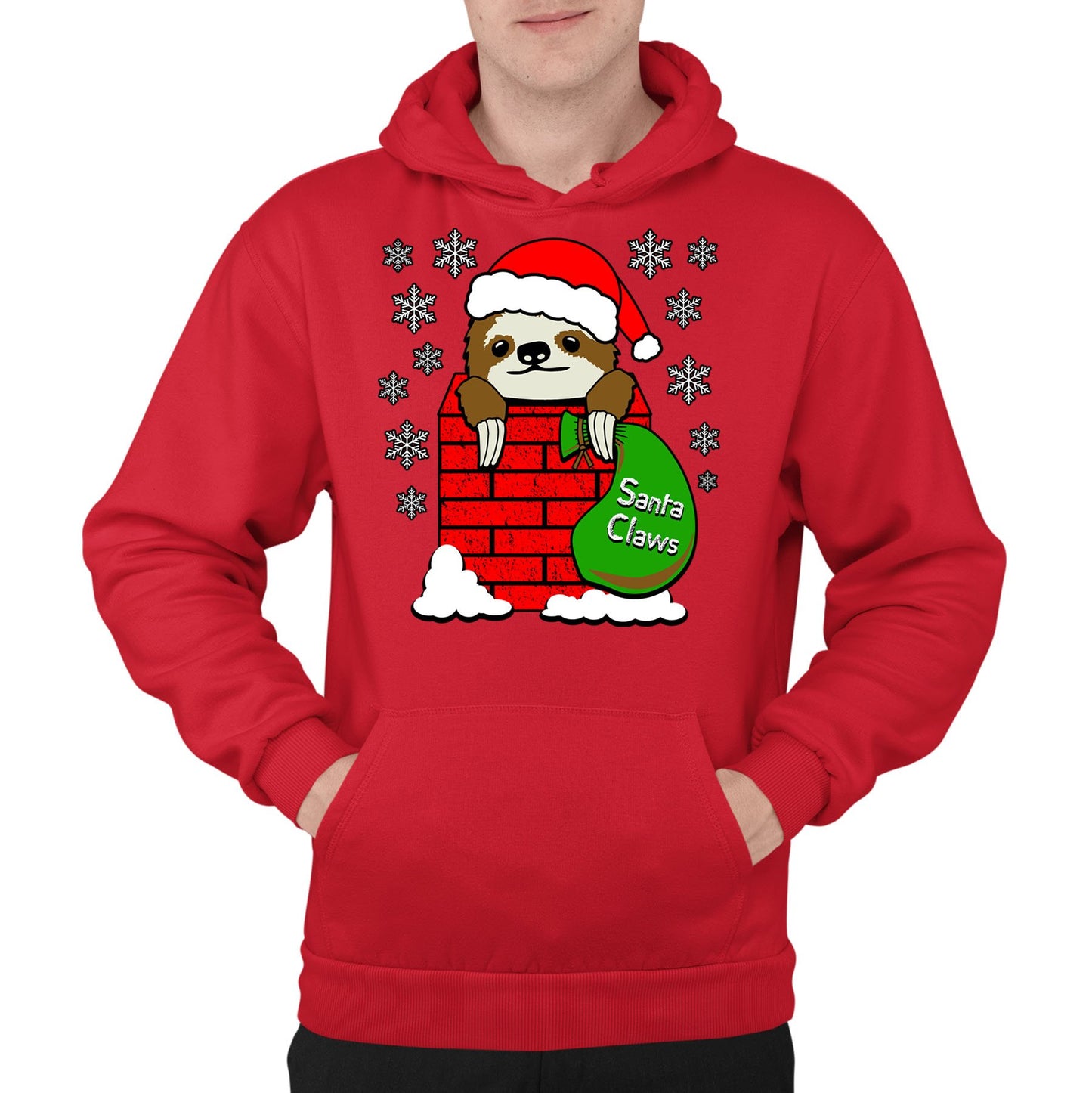 Santa Claws Sloth Christmas Mens Pullover Hoodie