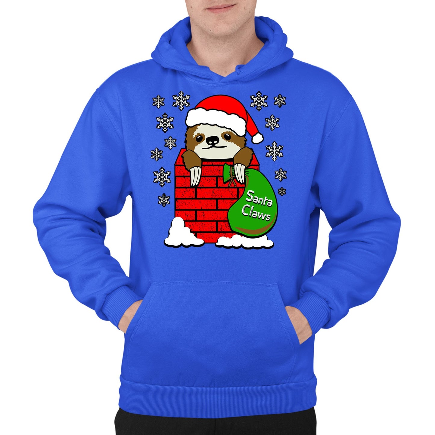 Santa Claws Sloth Christmas Mens Pullover Hoodie