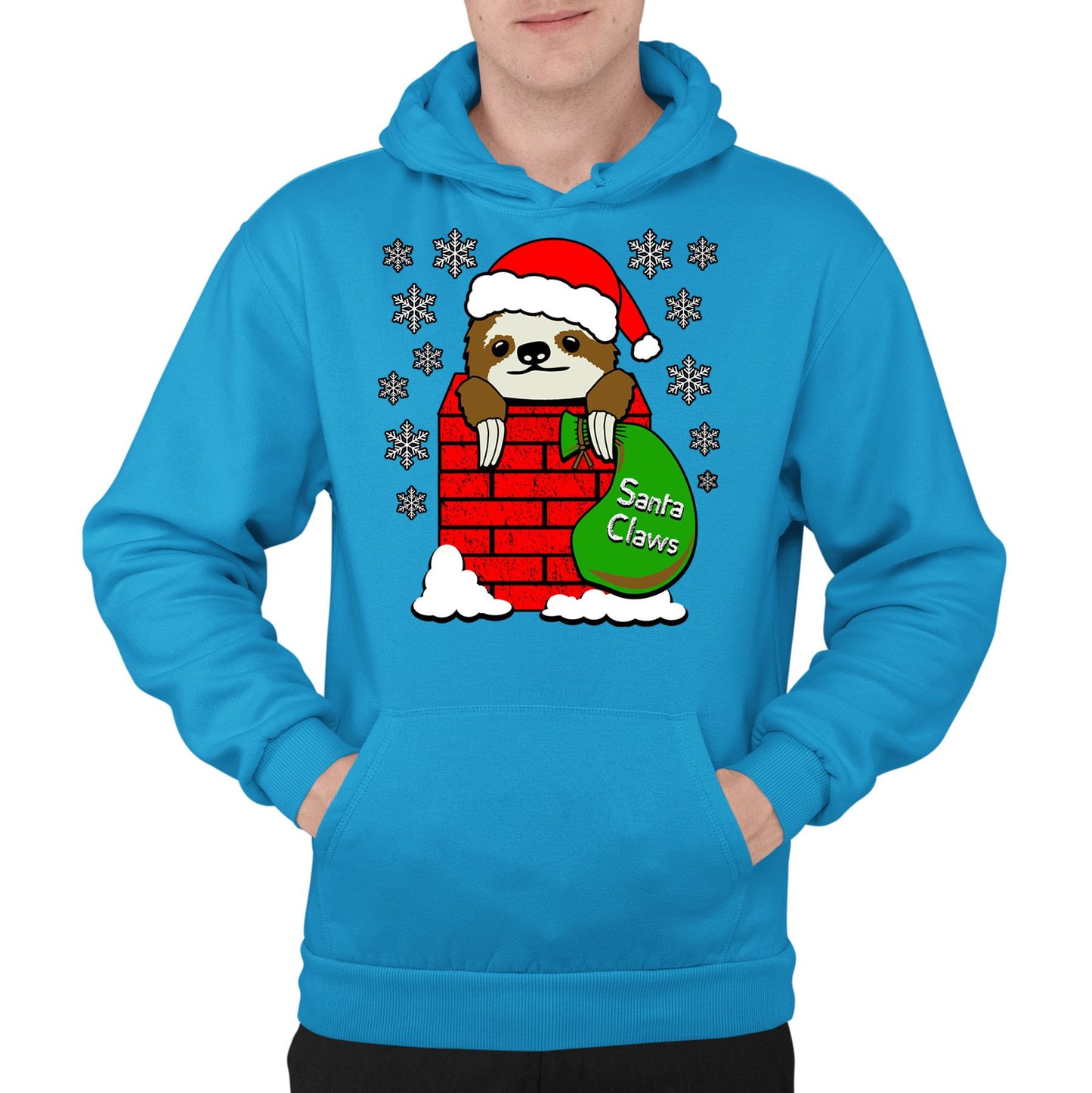 Santa Claws Sloth Christmas Mens Pullover Hoodie