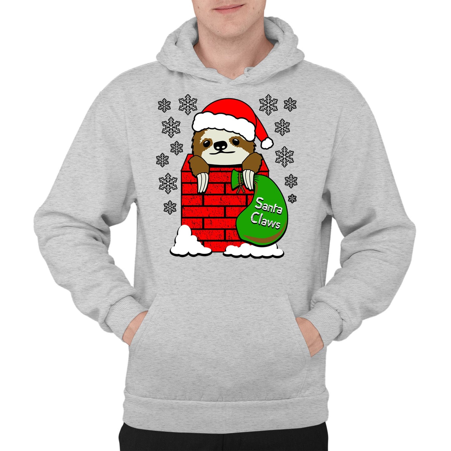 Santa Claws Sloth Christmas Mens Pullover Hoodie