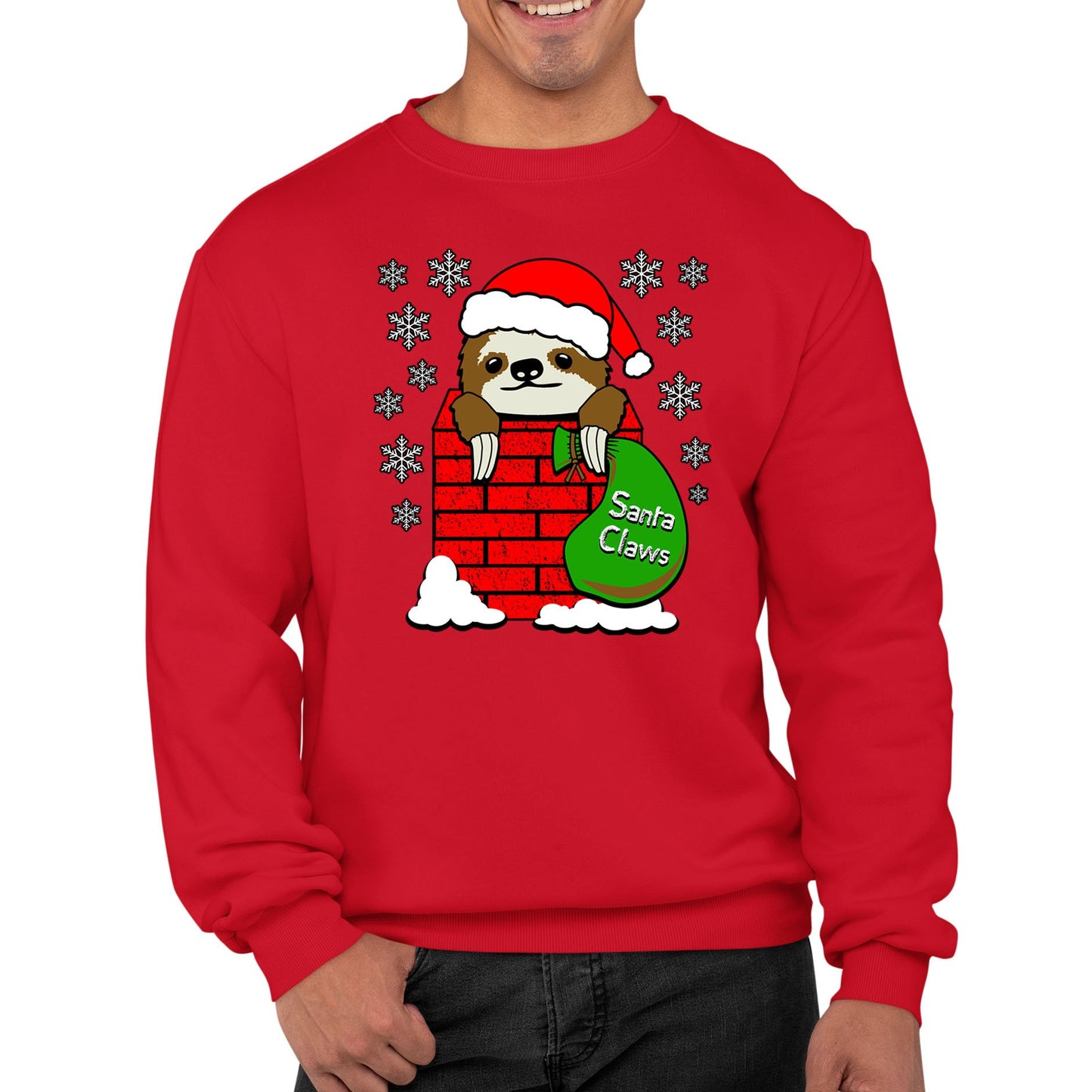 Santa Claws Sloth Christmas Mens Sweatshirt