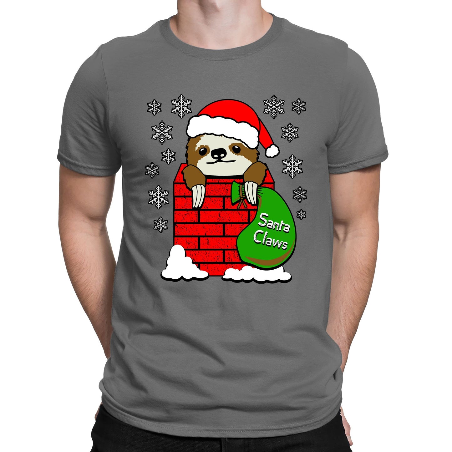 Santa Claws Sloth Christmas Mens T-shirt