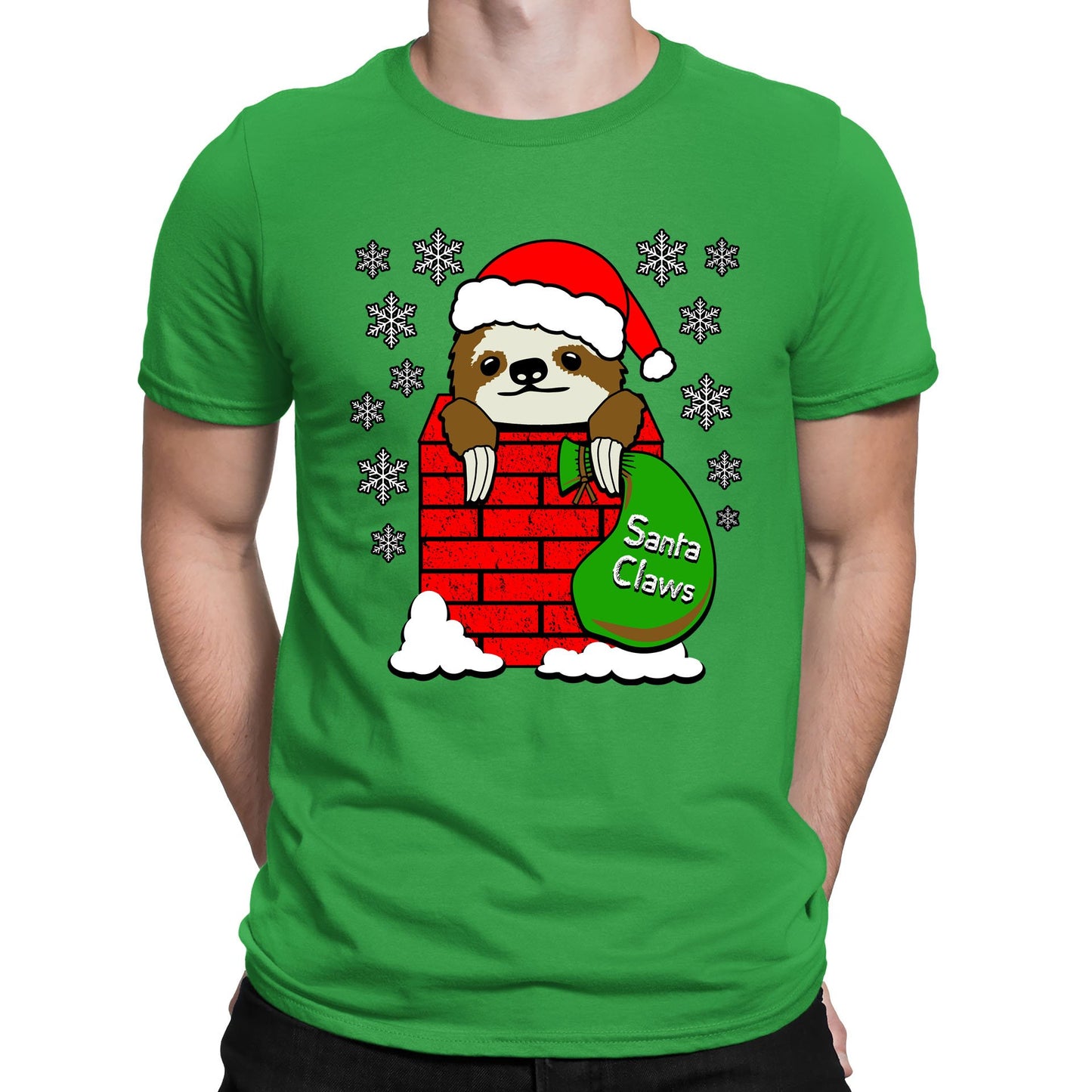 Santa Claws Sloth Christmas Mens T-shirt