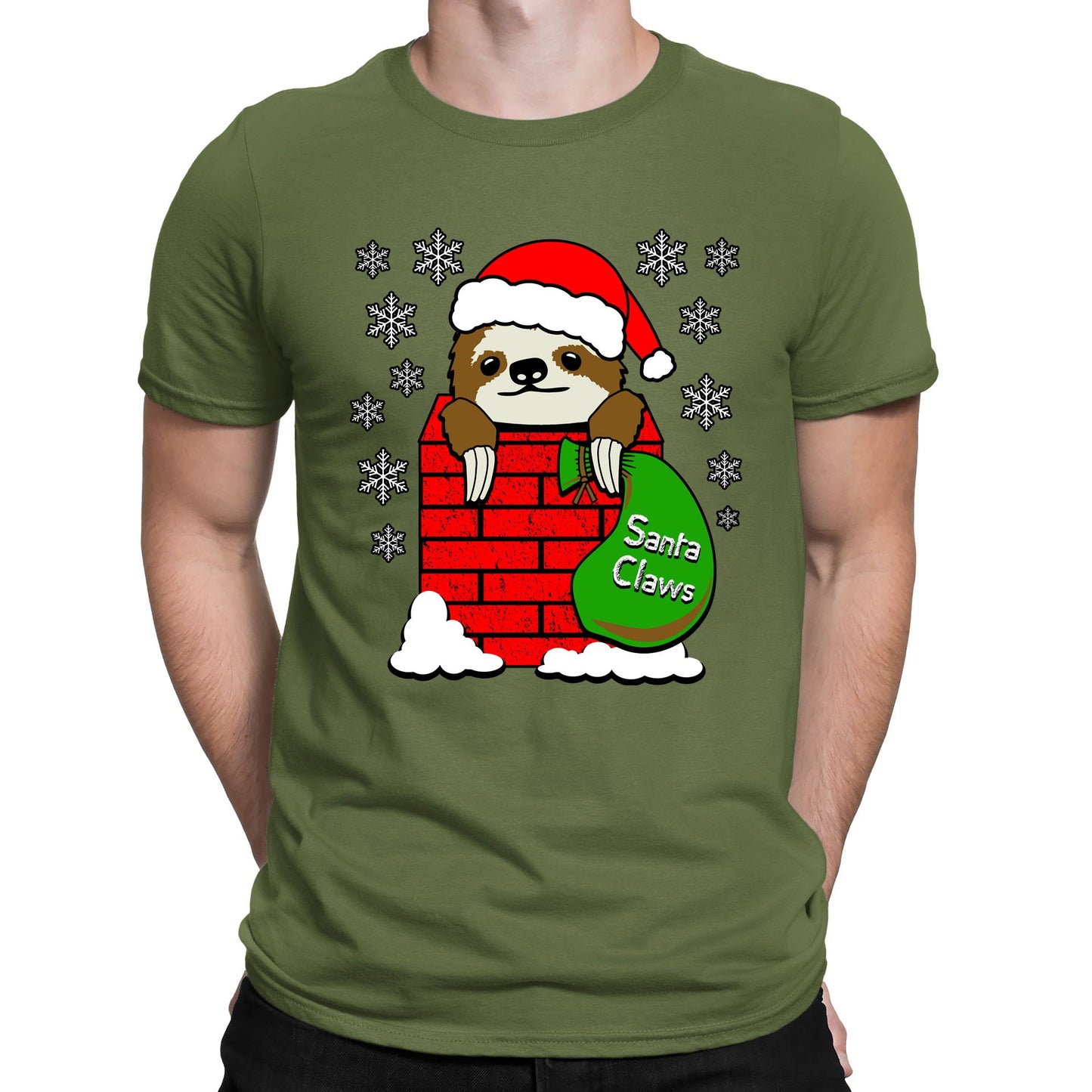 Santa Claws Sloth Christmas Mens T-shirt