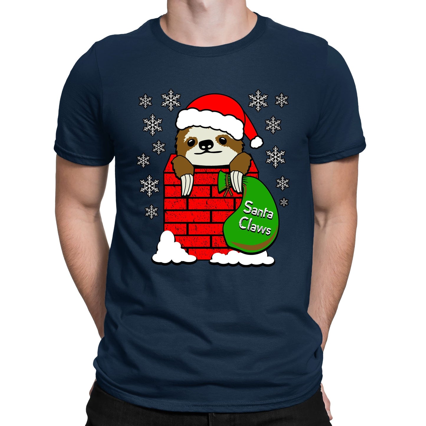 Santa Claws Sloth Christmas Mens T-shirt