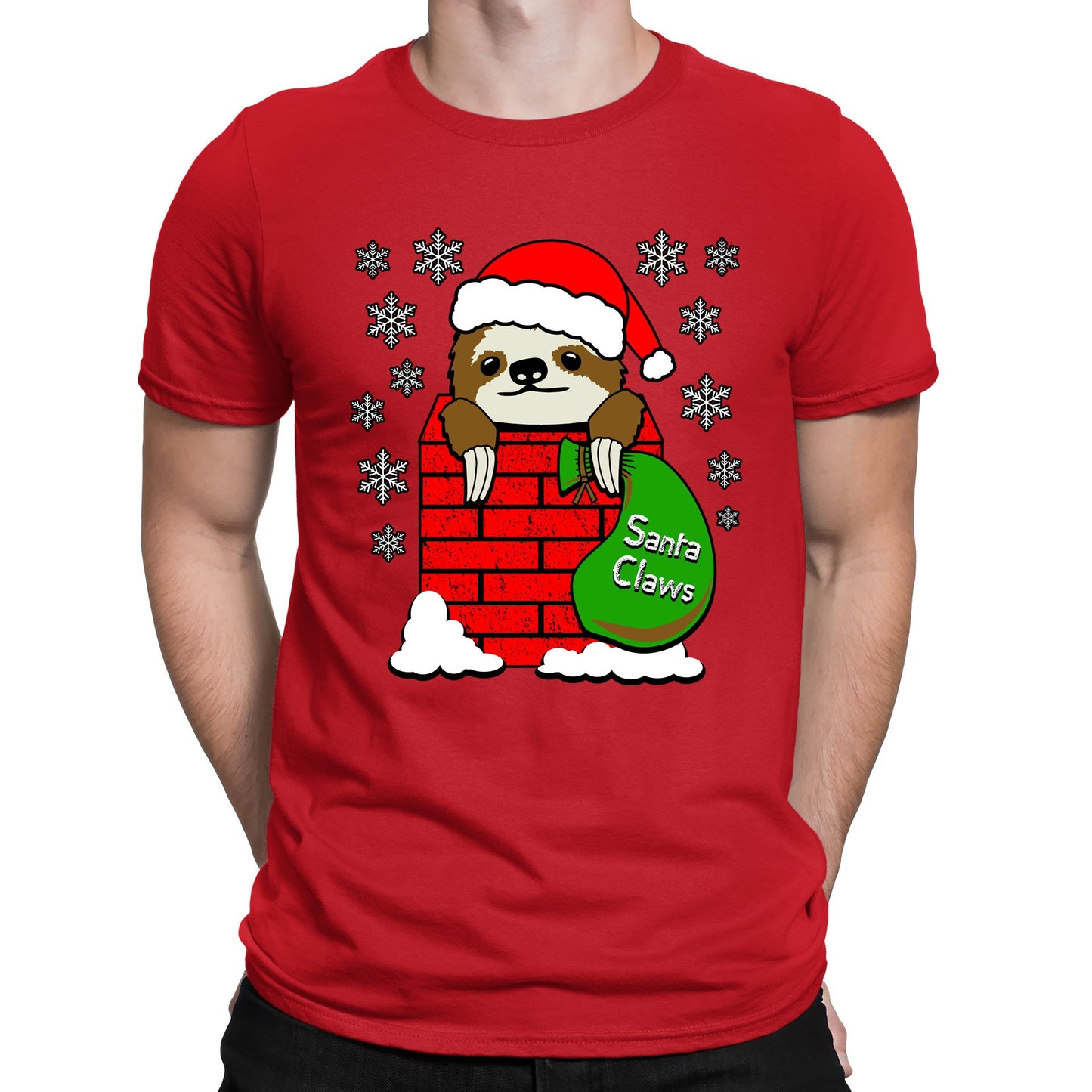 Santa Claws Sloth Christmas Mens T-shirt