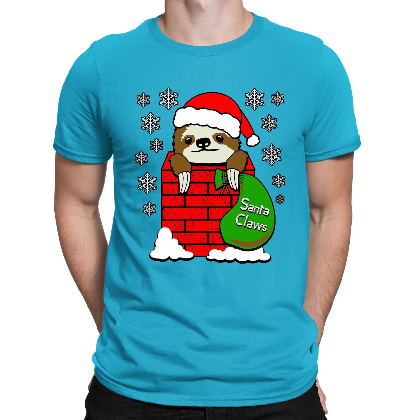 Santa Claws Sloth Christmas Mens T-shirt