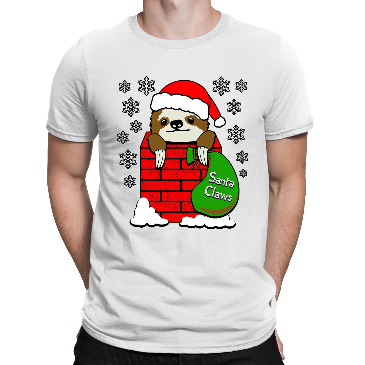 Santa Claws Sloth Christmas Mens T-shirt