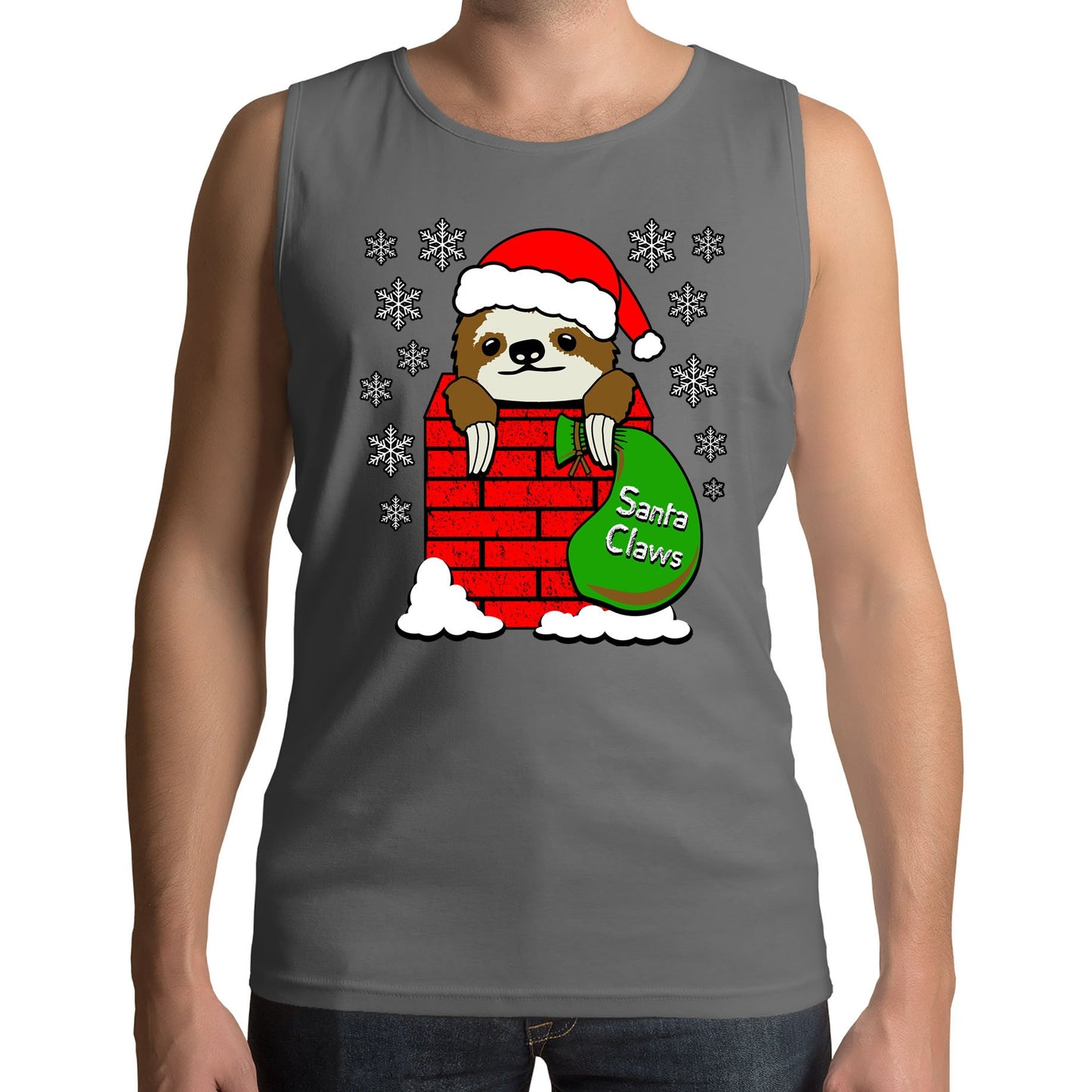 Santa Claws Sloth Christmas Mens Vest