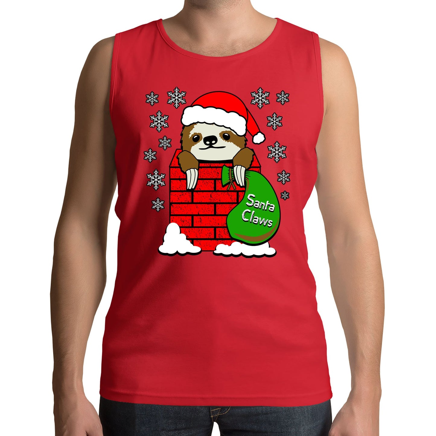 Santa Claws Sloth Christmas Mens Vest