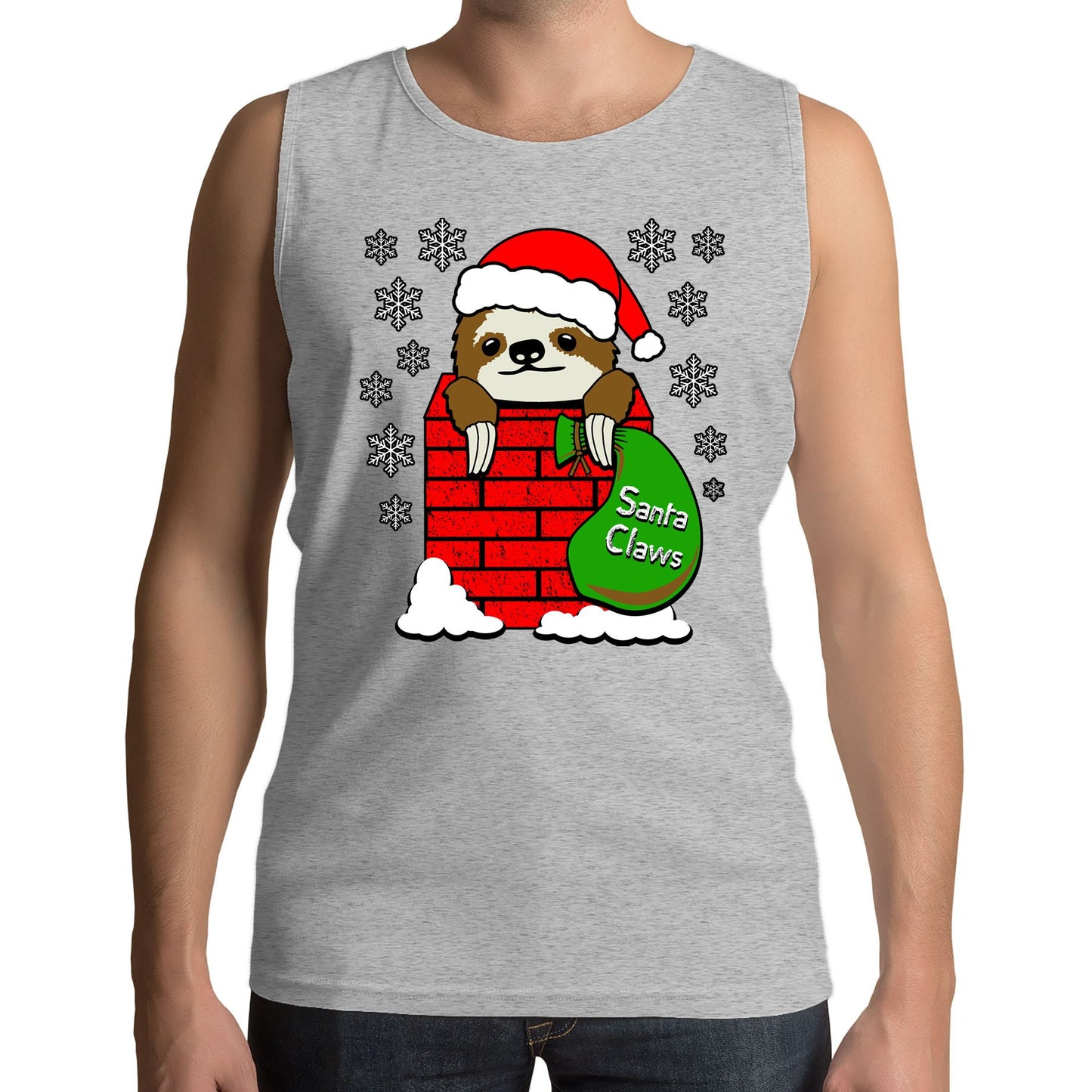 Santa Claws Sloth Christmas Mens Vest