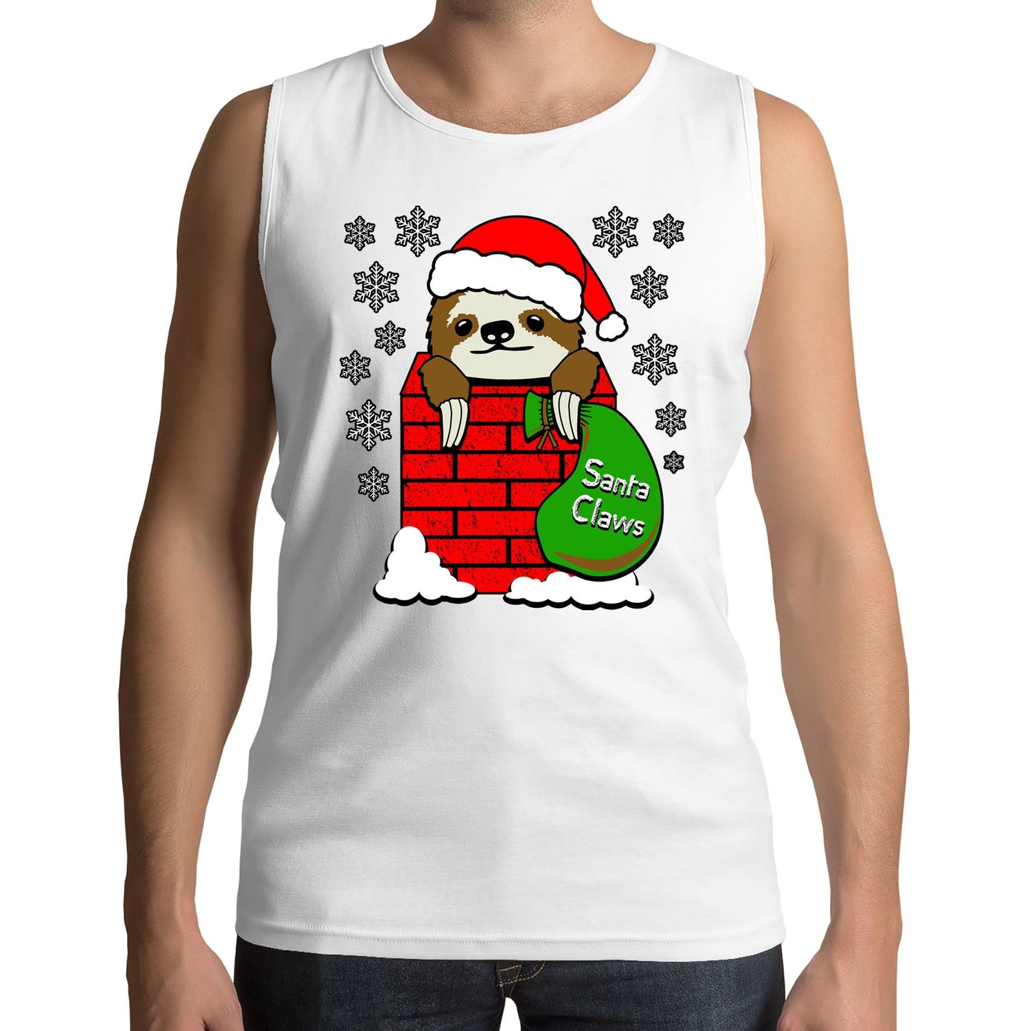 Santa Claws Sloth Christmas Mens Vest