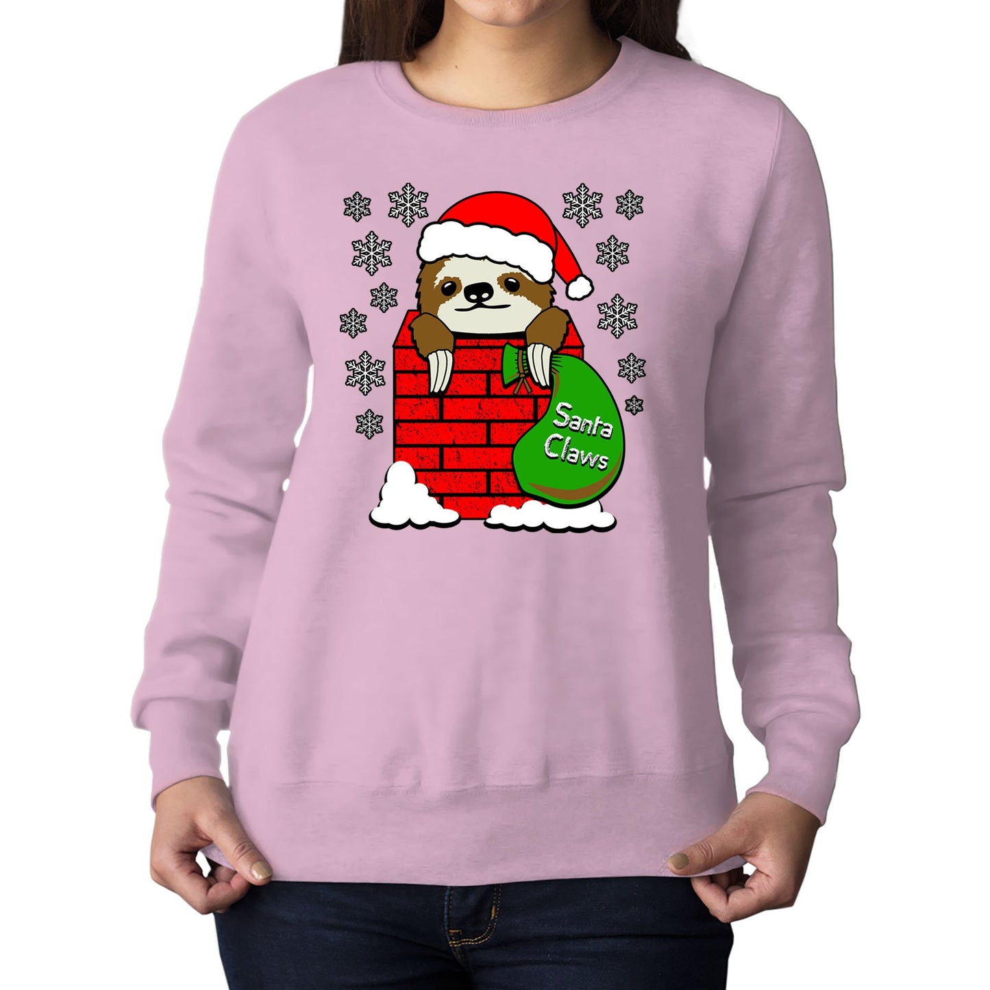 Santa Claws Sloth Christmas Womens Sweatshirt