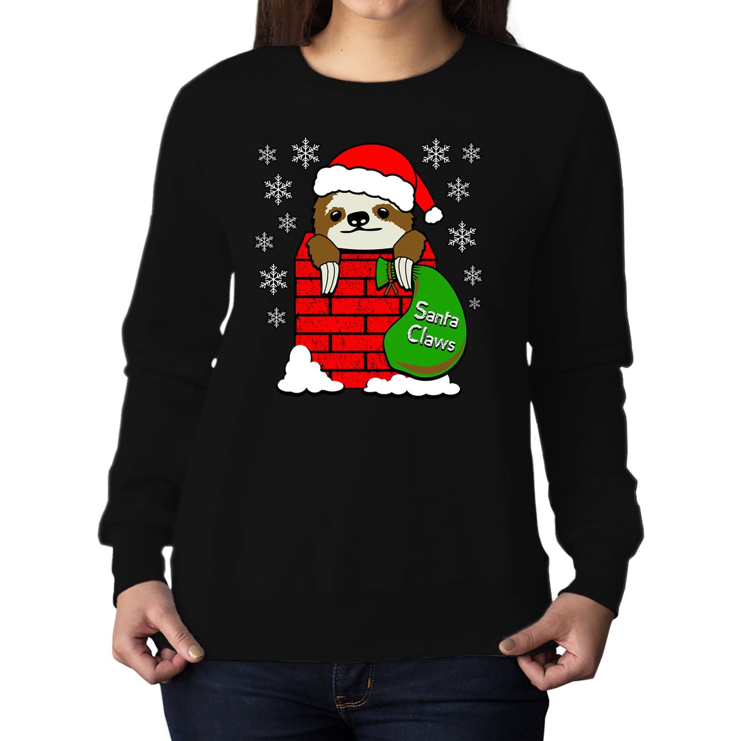 Santa Claws Sloth Christmas Womens Sweatshirt