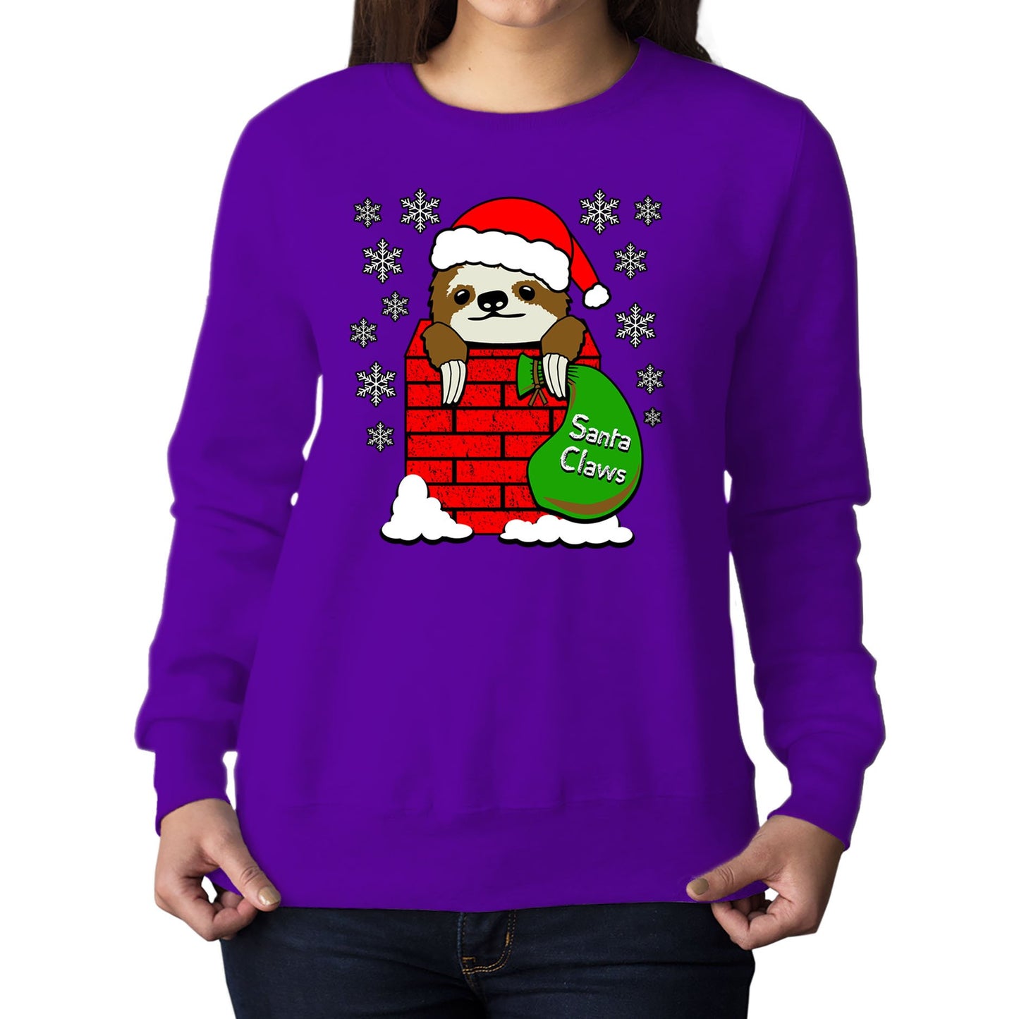 Santa Claws Sloth Christmas Womens Sweatshirt