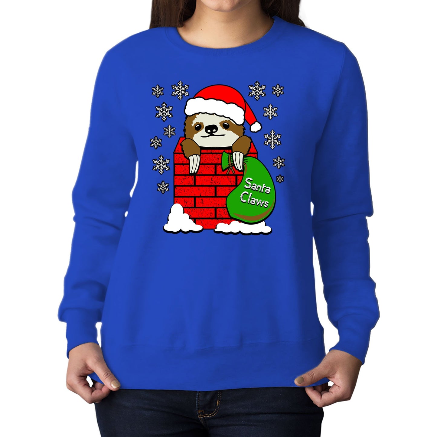 Santa Claws Sloth Christmas Womens Sweatshirt