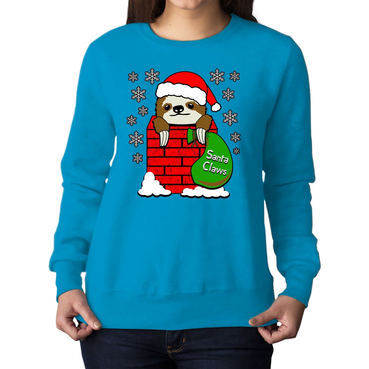 Santa Claws Sloth Christmas Womens Sweatshirt