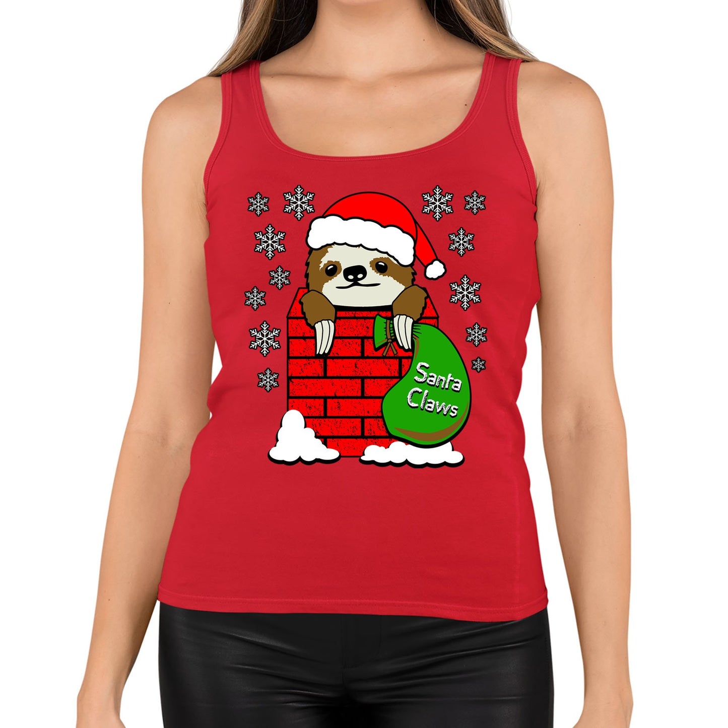 Santa Claws Sloth Christmas Womens Vest