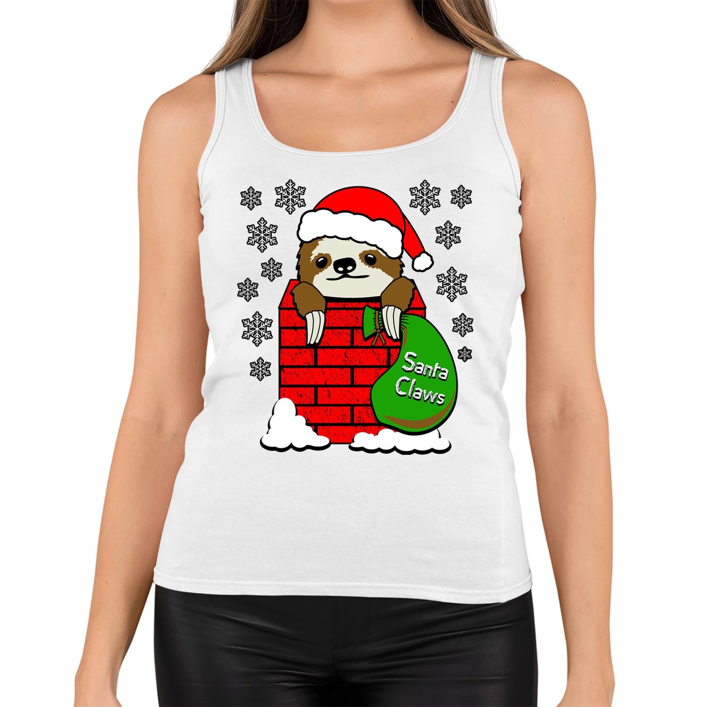 Santa Claws Sloth Christmas Womens Vest