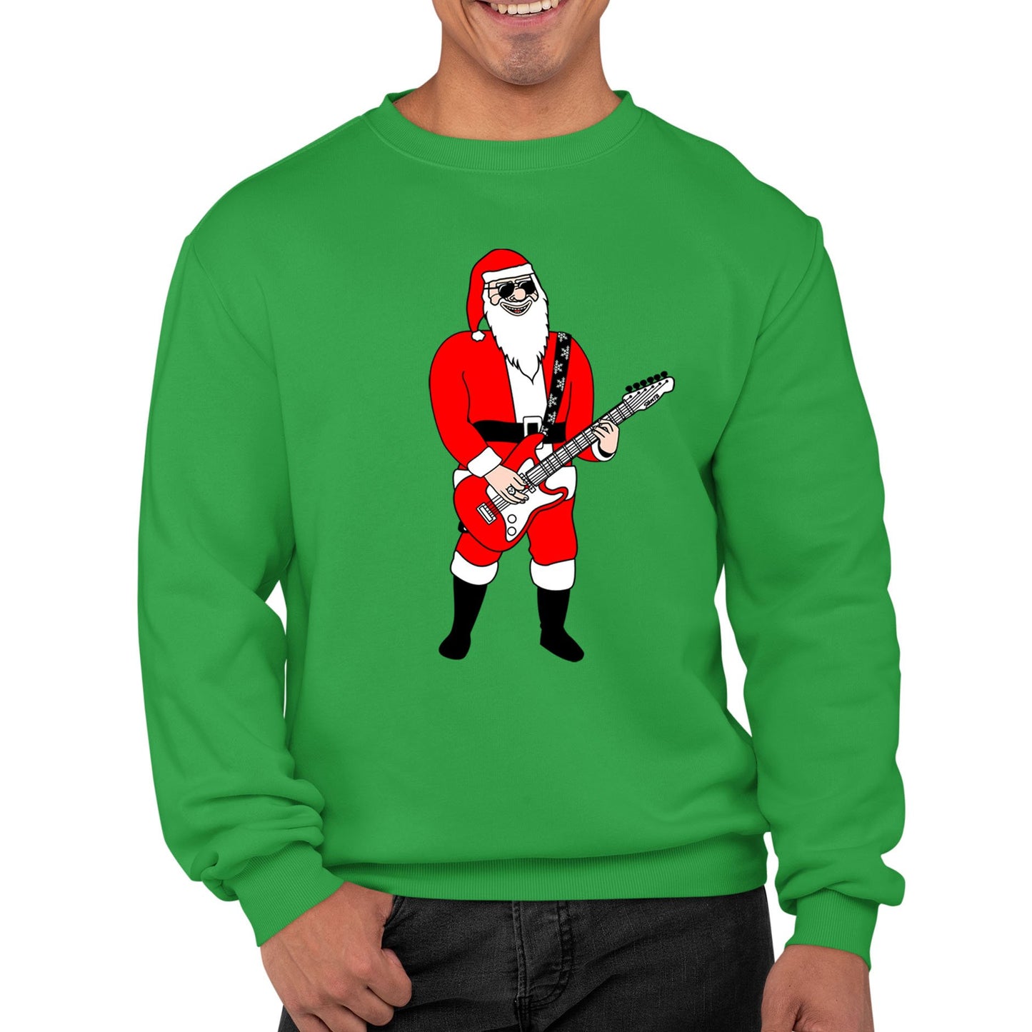 Rocking Santa Guitar Christmas Mens Sweatshirt