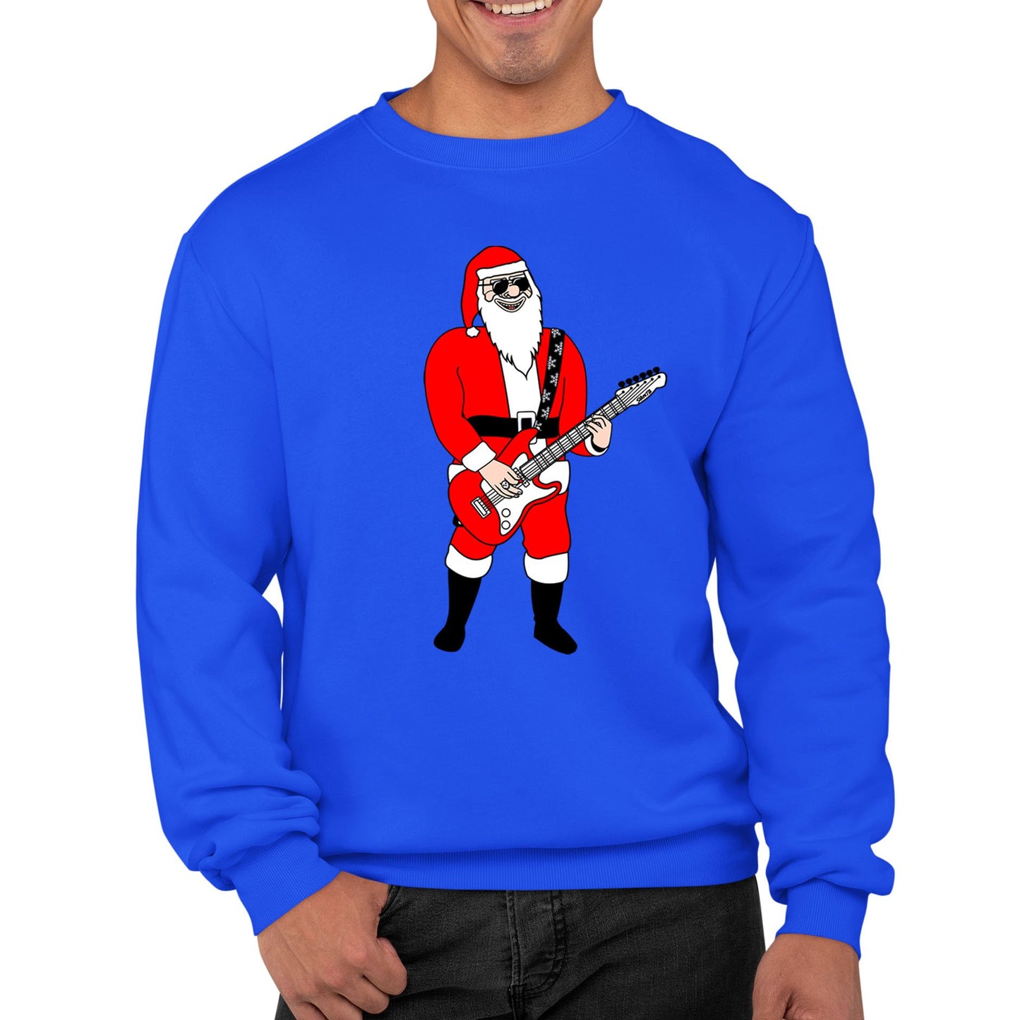 Rocking Santa Guitar Christmas Mens Sweatshirt