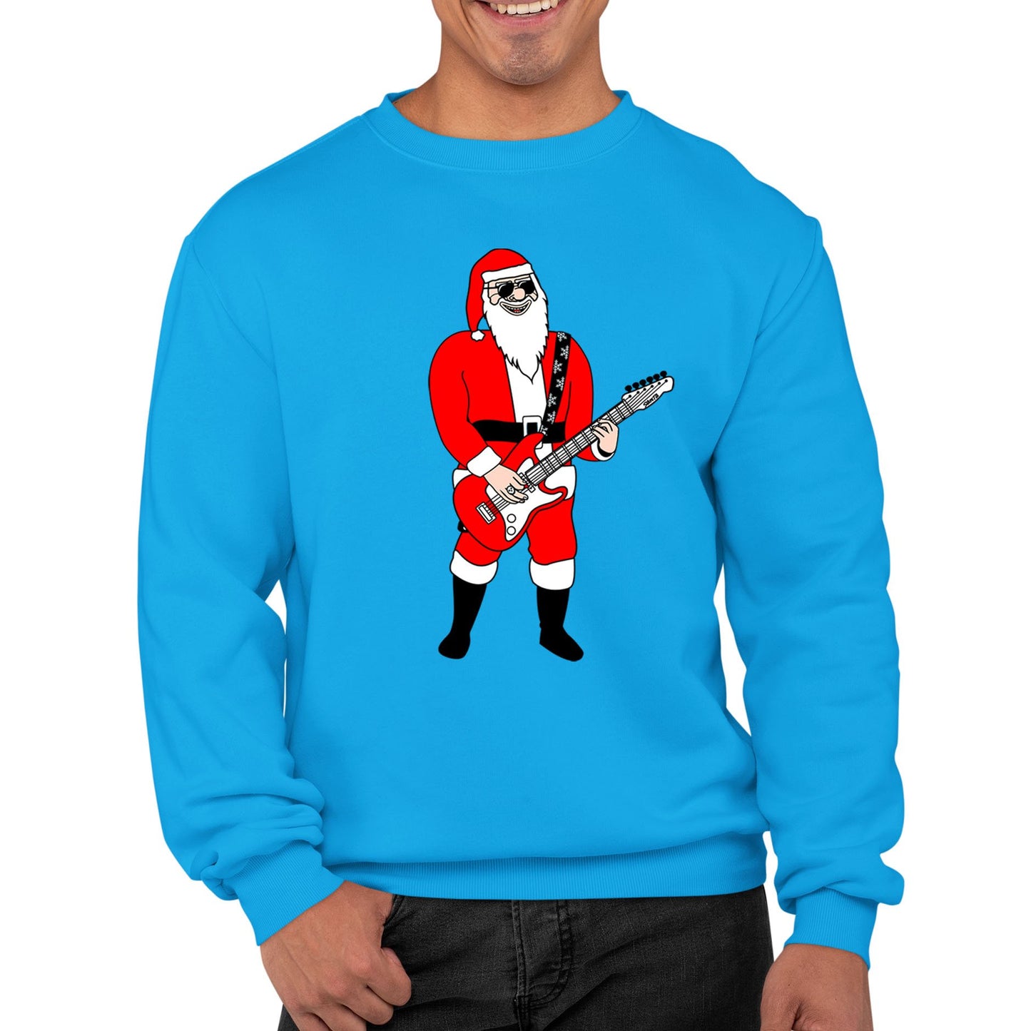 Rocking Santa Guitar Christmas Mens Sweatshirt