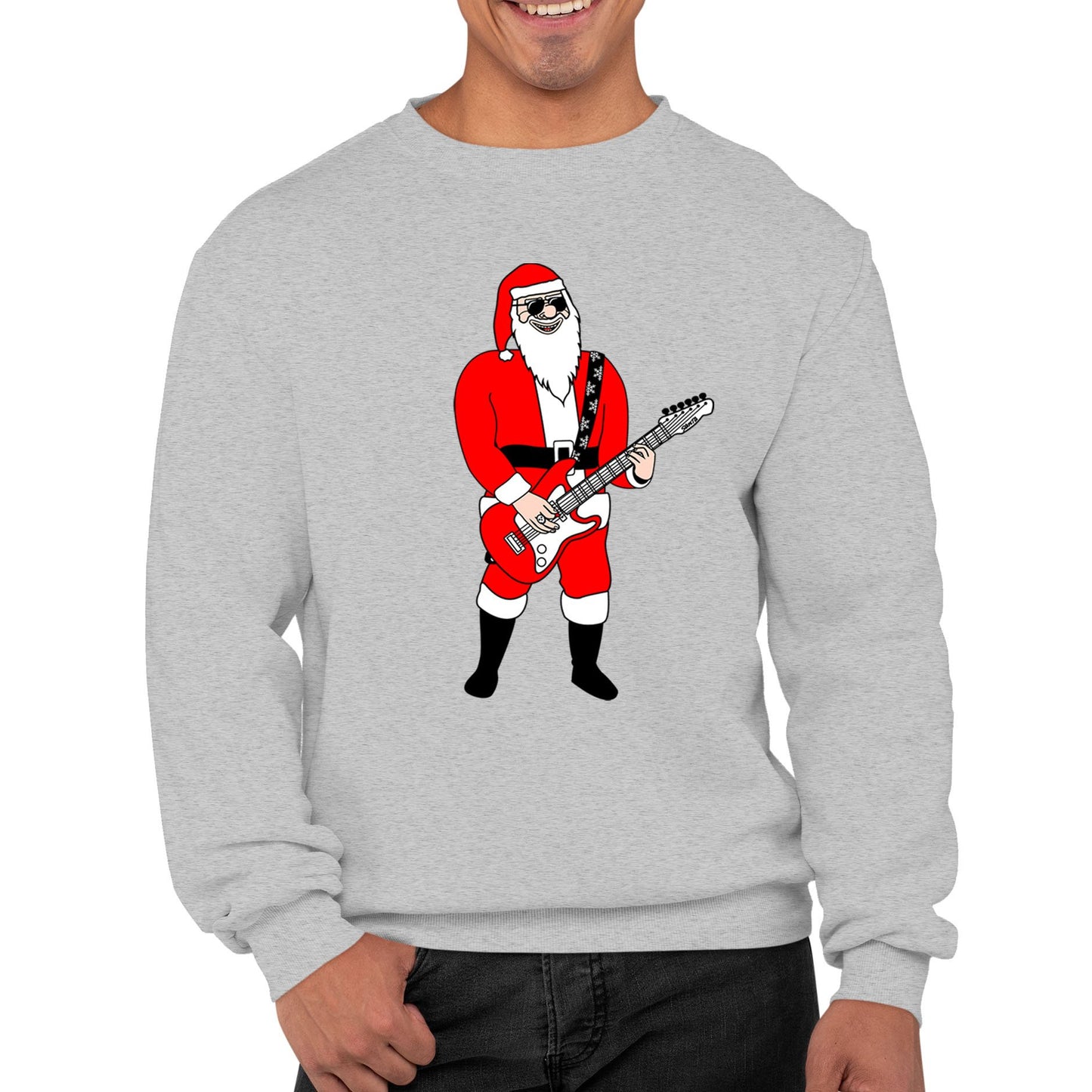 Rocking Santa Guitar Christmas Mens Sweatshirt