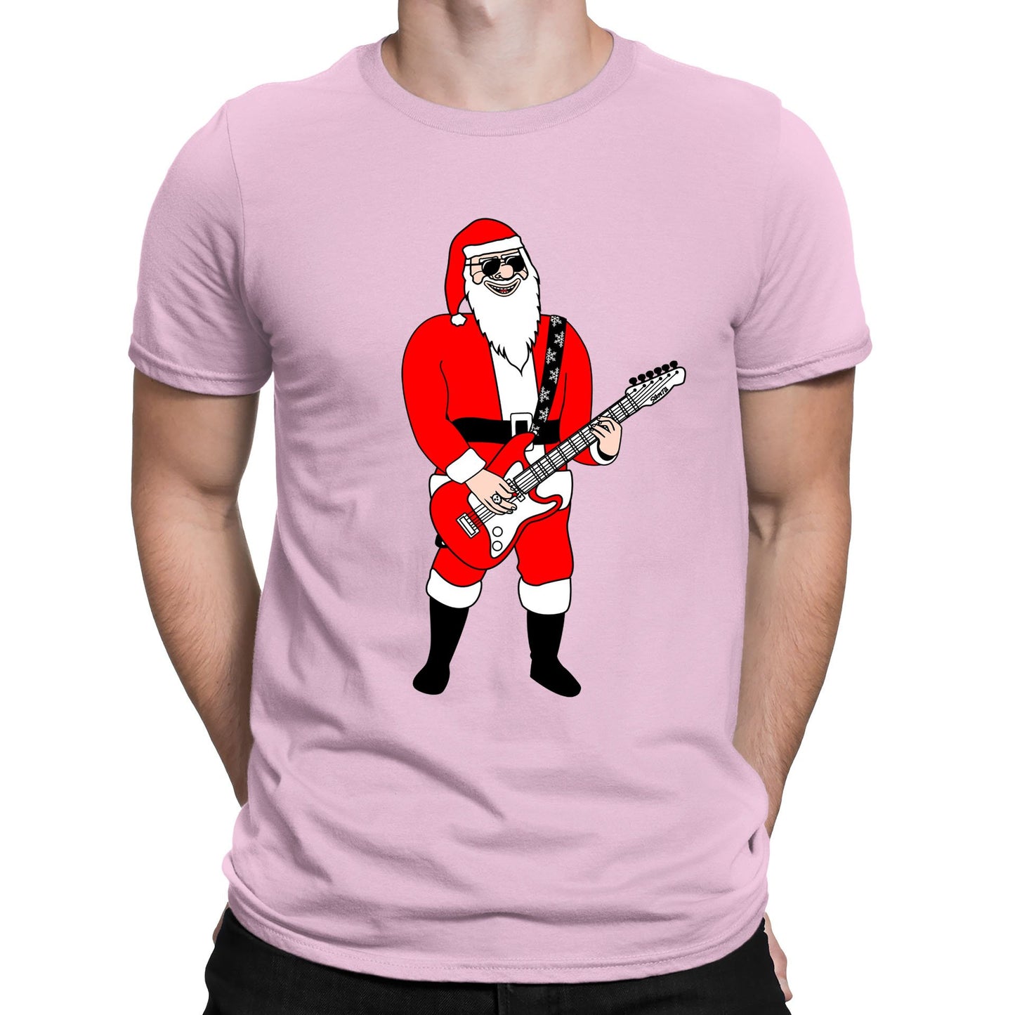 Rocking Santa Guitar Christmas Mens T-shirt