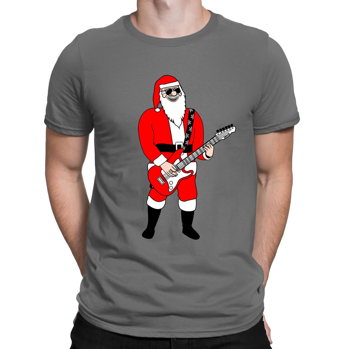 Rocking Santa Guitar Christmas Mens T-shirt
