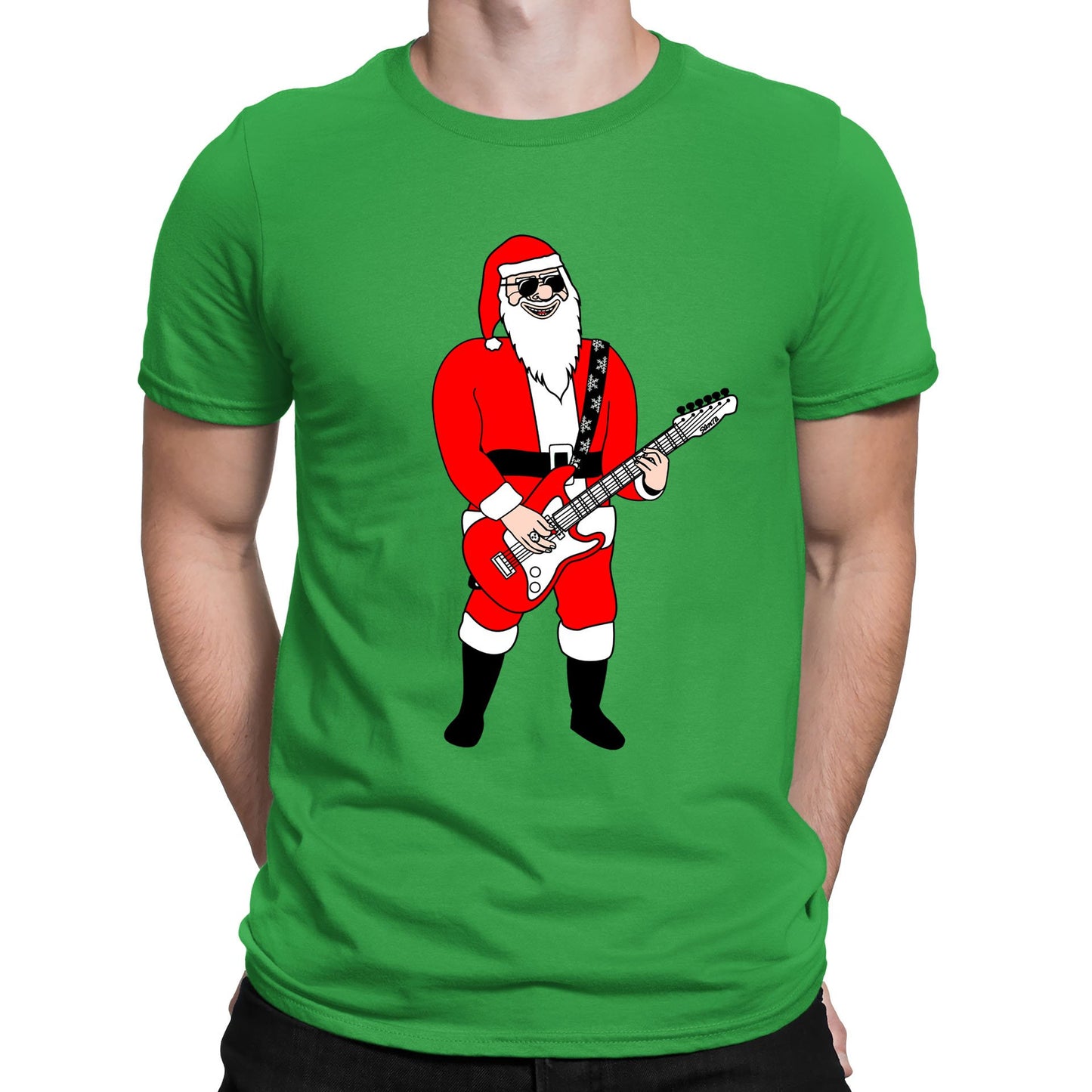 Rocking Santa Guitar Christmas Mens T-shirt