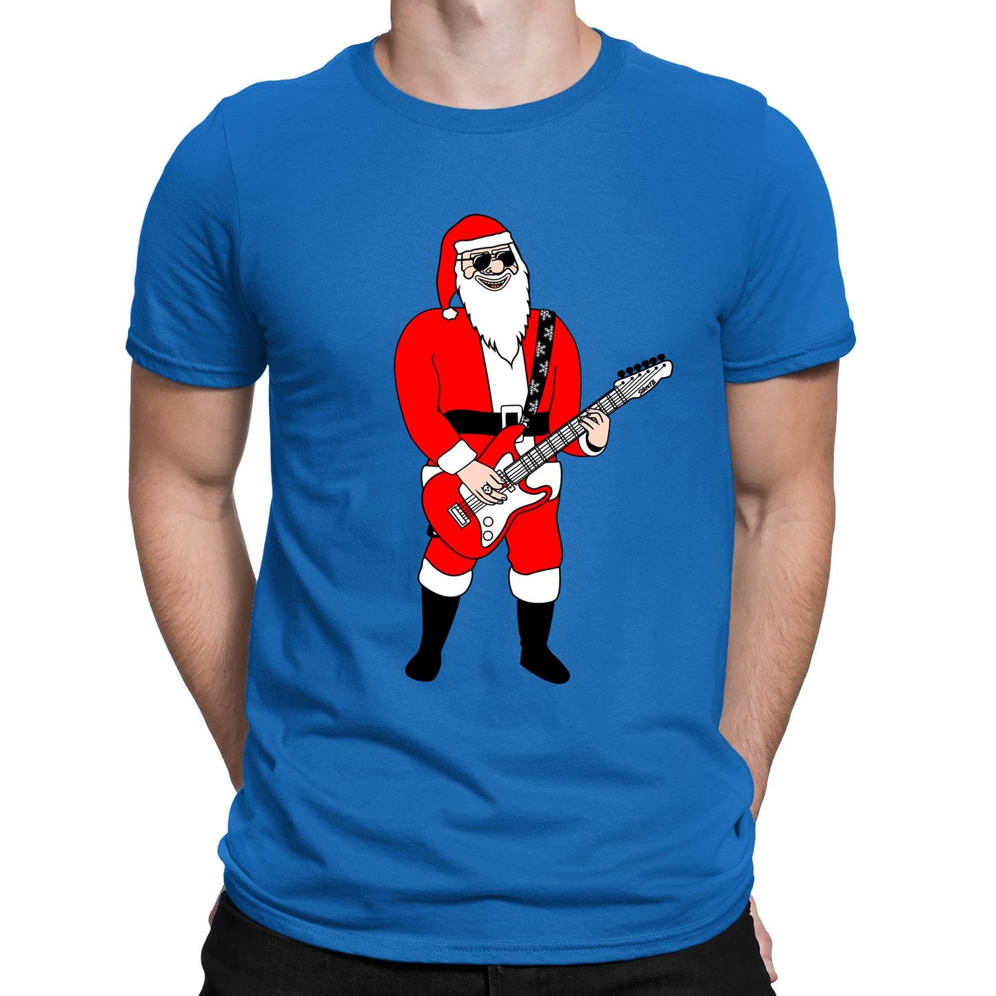 Rocking Santa Guitar Christmas Mens T-shirt