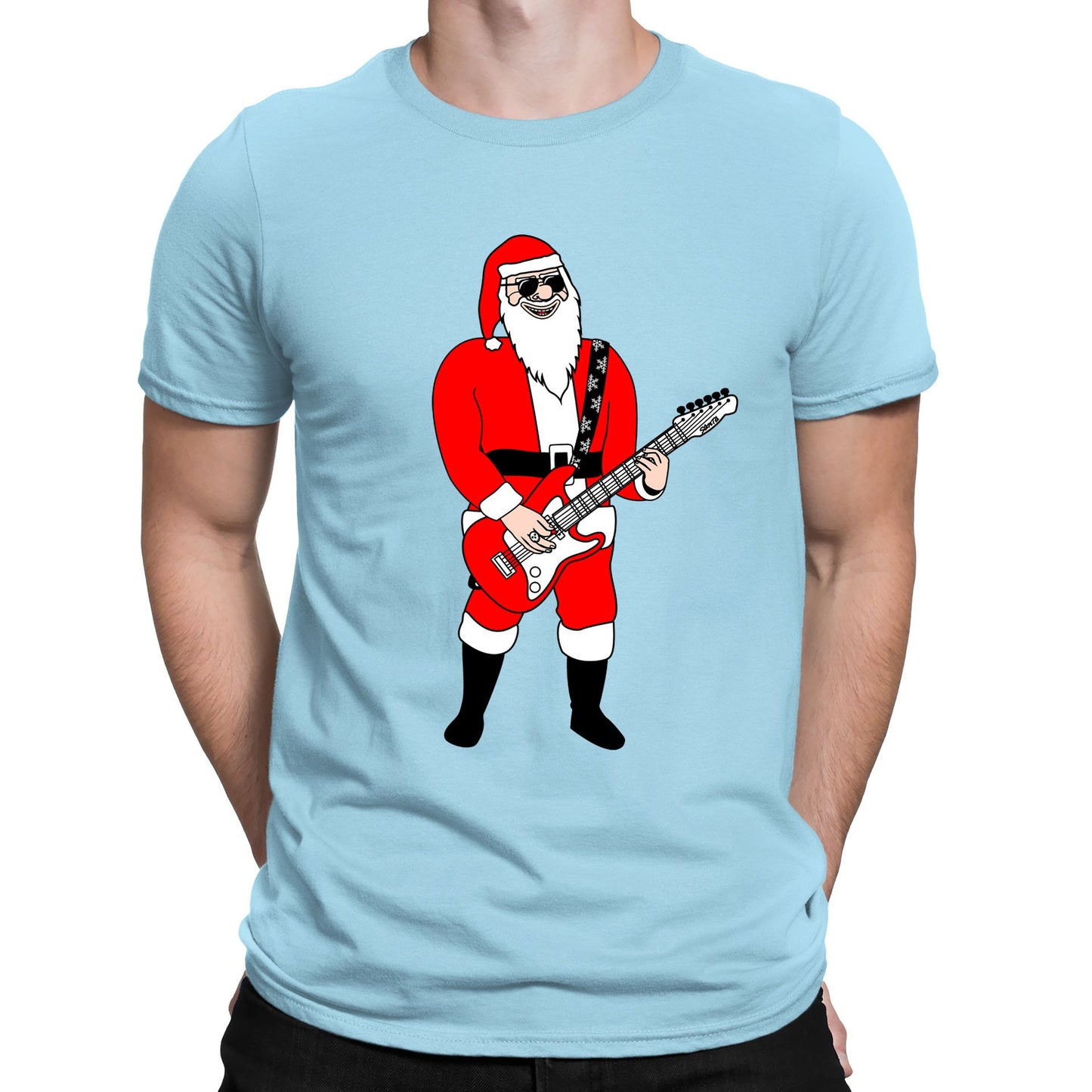 Rocking Santa Guitar Christmas Mens T-shirt