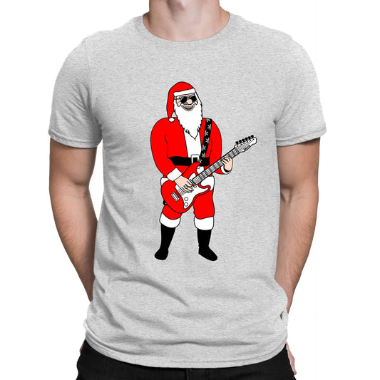 Rocking Santa Guitar Christmas Mens T-shirt