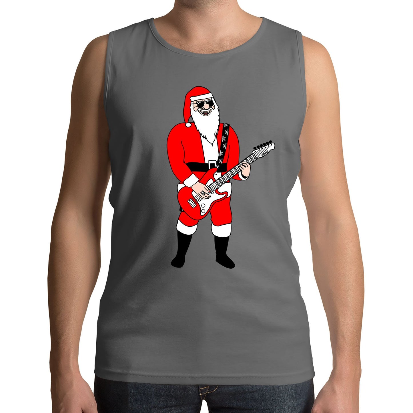 Rocking Santa Guitar Christmas Mens Vest