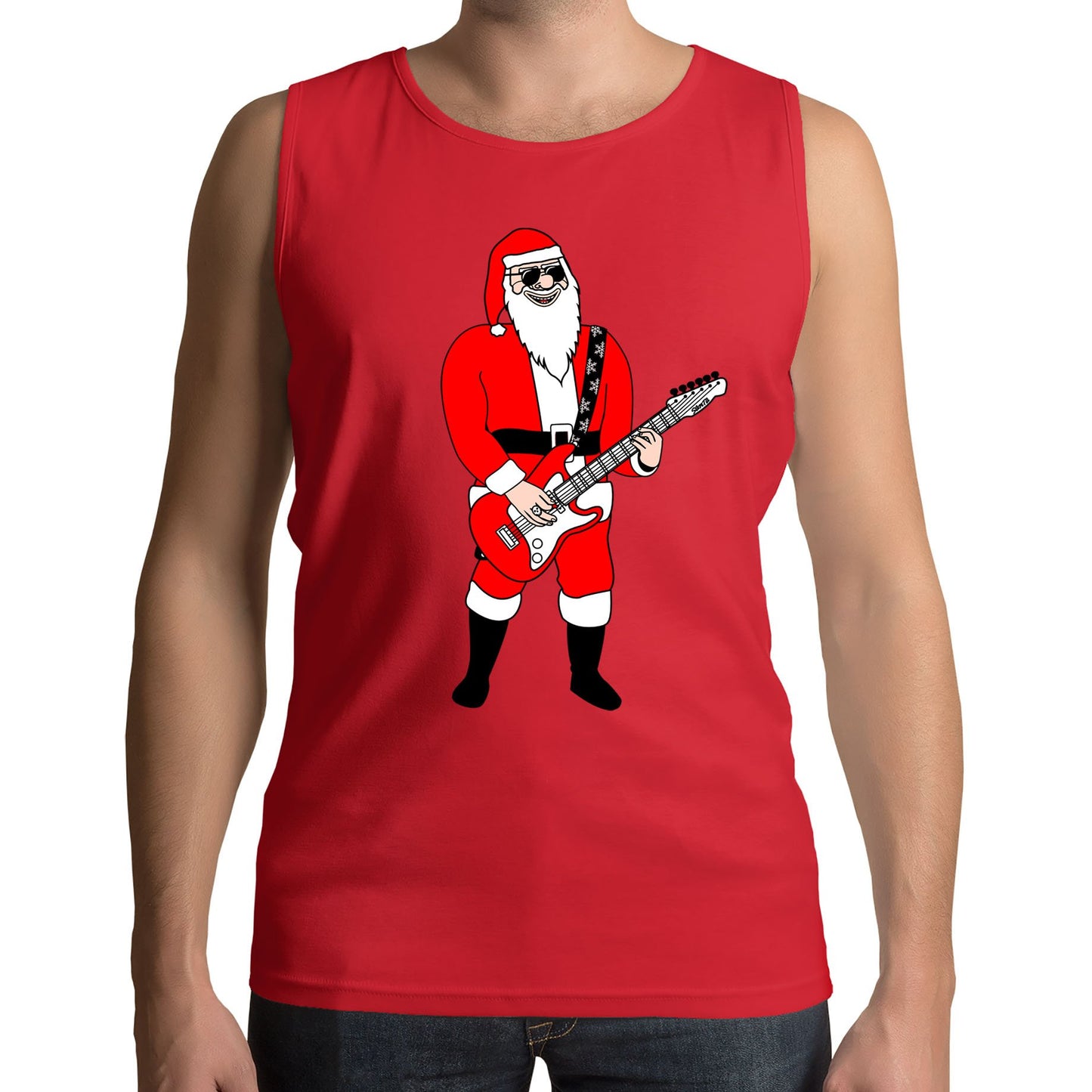 Rocking Santa Guitar Christmas Mens Vest