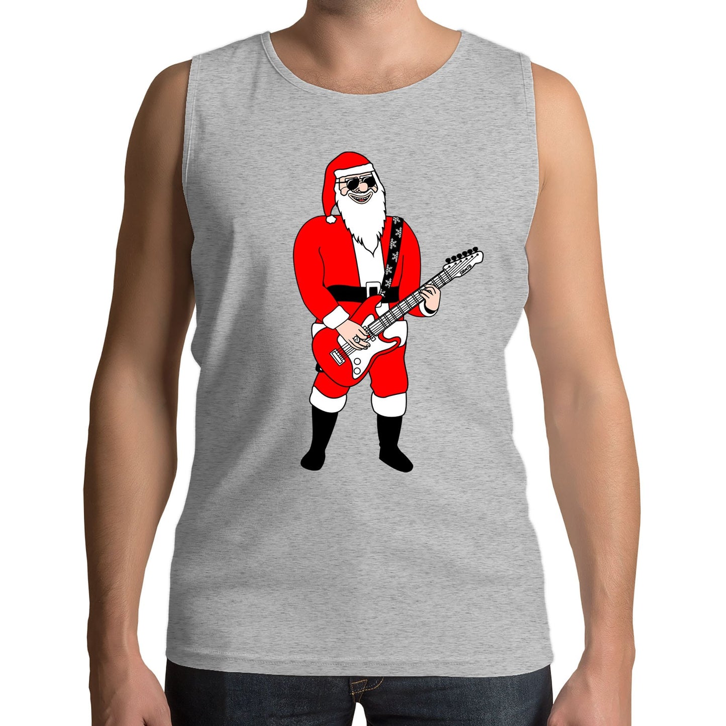 Rocking Santa Guitar Christmas Mens Vest