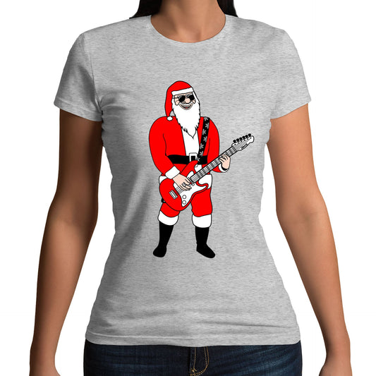 Rocking Santa Guitar Christmas Womens T-shirt