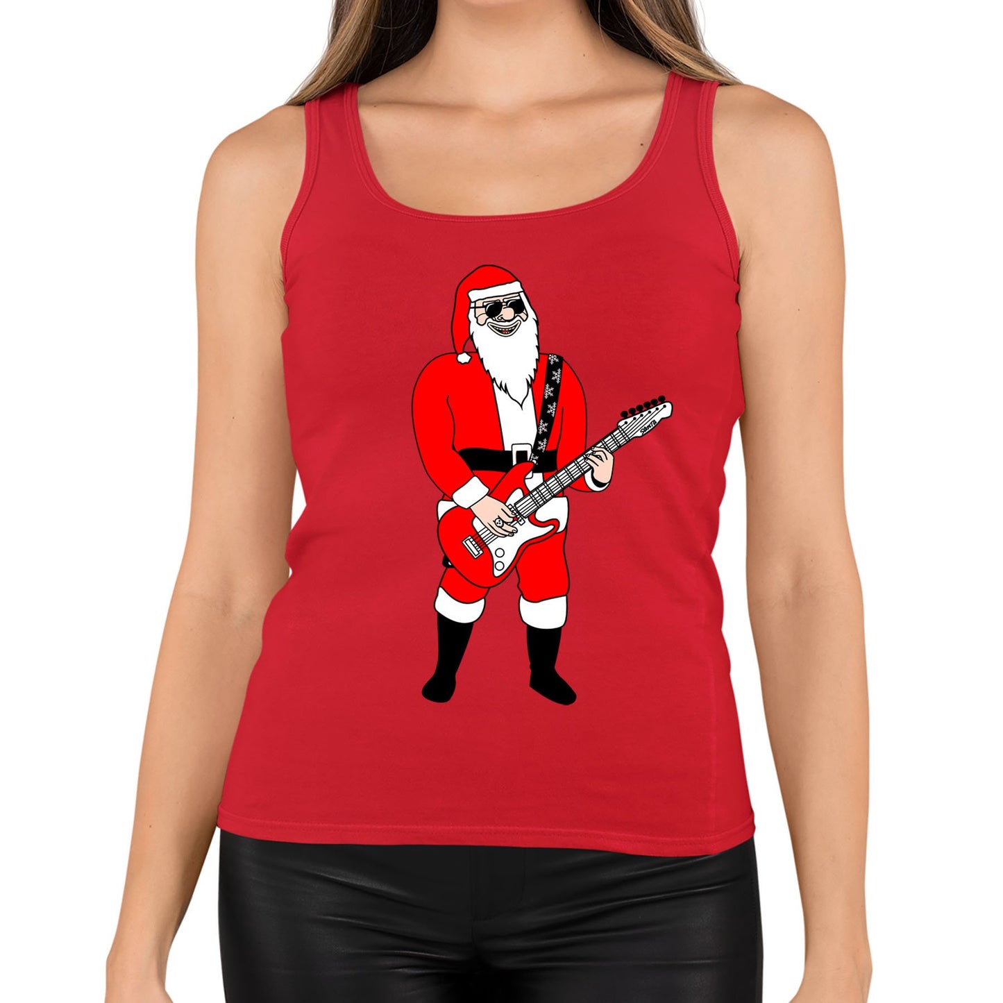 Rocking Santa Guitar Christmas Womens Vest