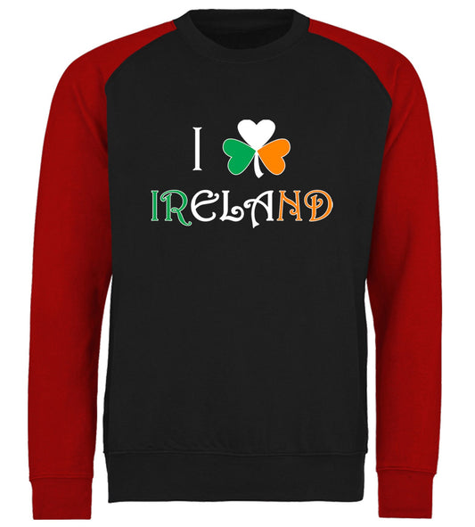 I Love Ireland Baseball Sweatshirt